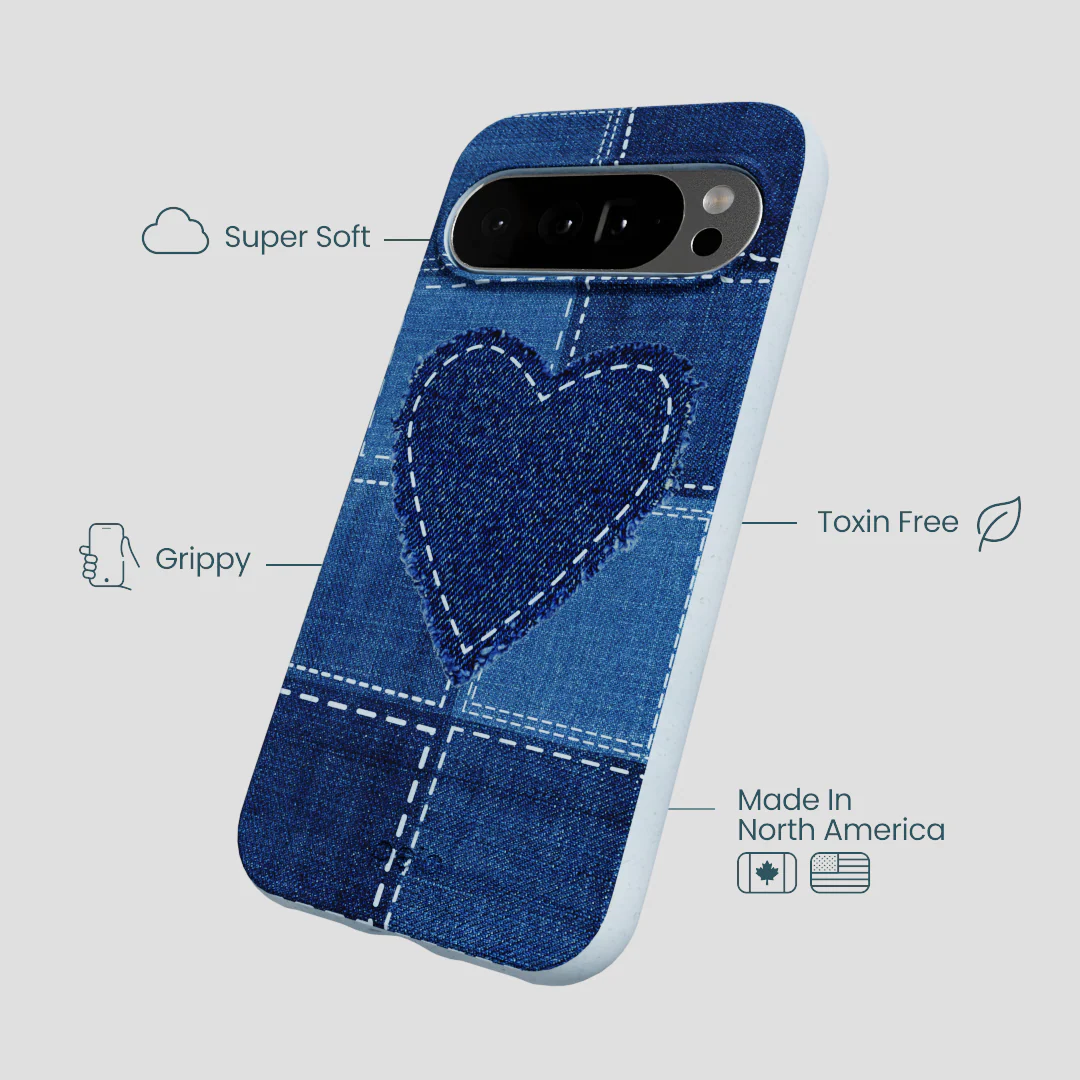 Powder Blue Denim Heart Google Pixel 10 Pro XL Case - Image 3