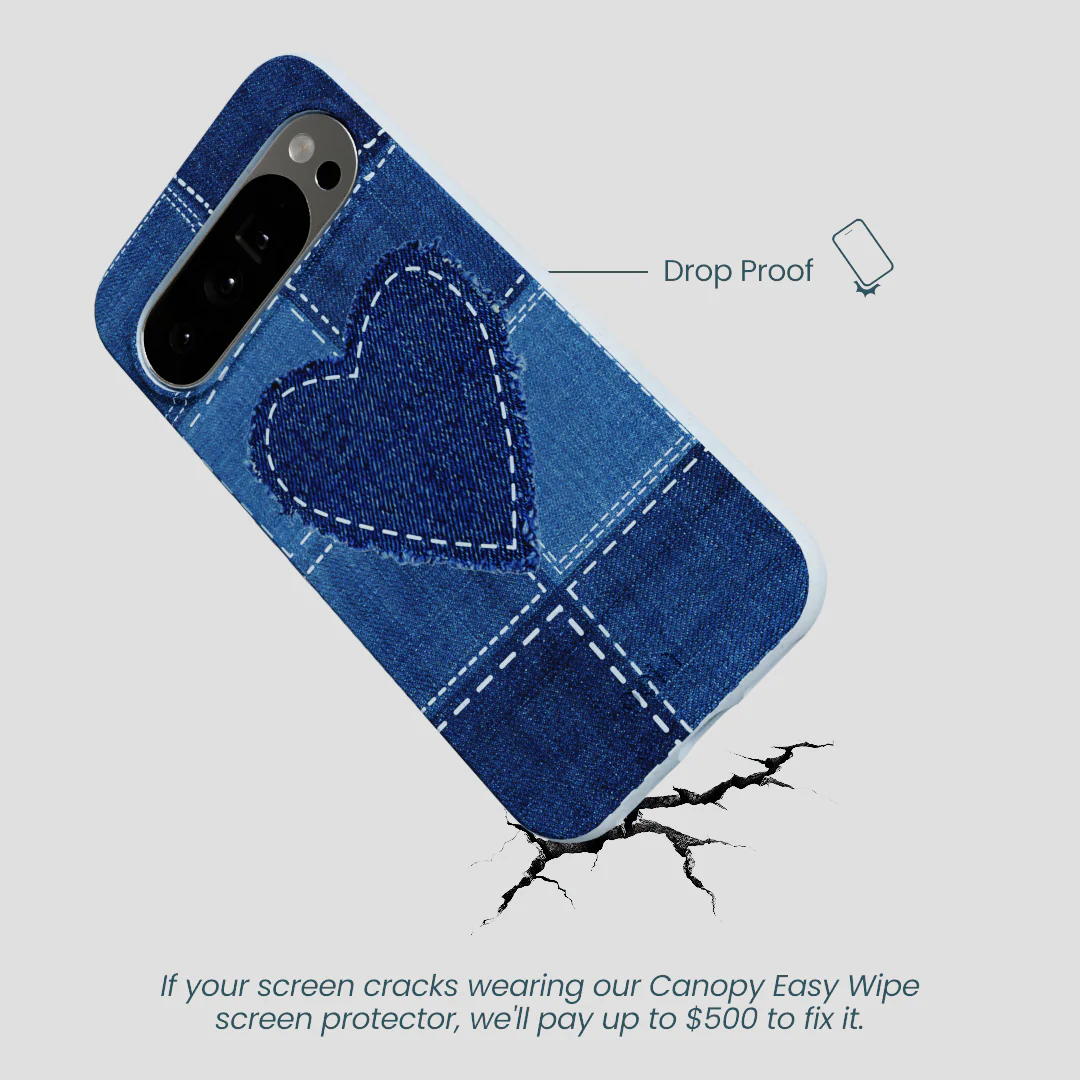 Powder Blue Denim Heart Google Pixel 10 Pro XL Case - Image 4