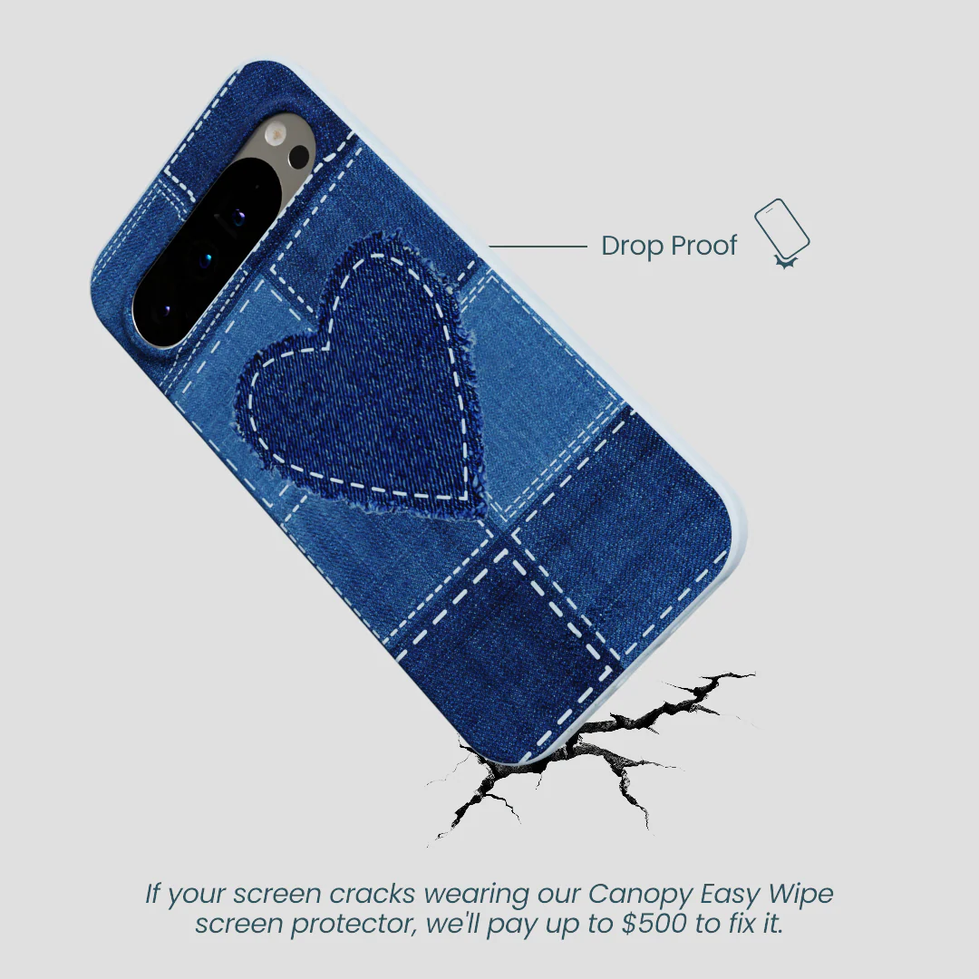 Powder Blue Denim Heart Google Pixel 9 Pro XL Case - Image 4