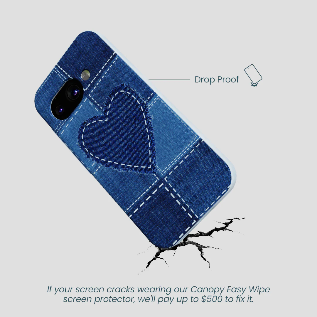 Powder Blue Denim Heart Google Pixel 9a Case - Image 4