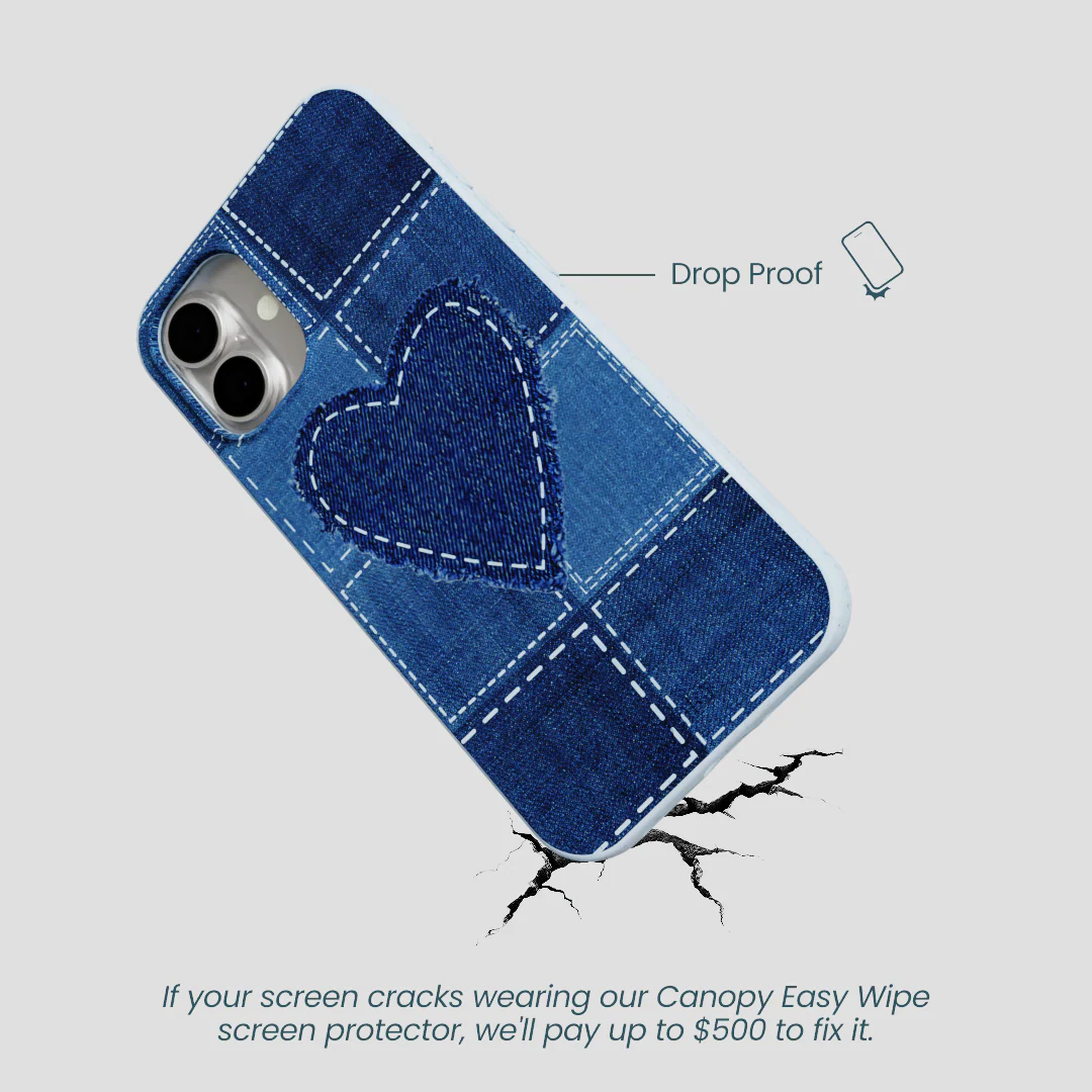 Powder Blue Denim Heart iPhone 16 Plus Case - Image 5