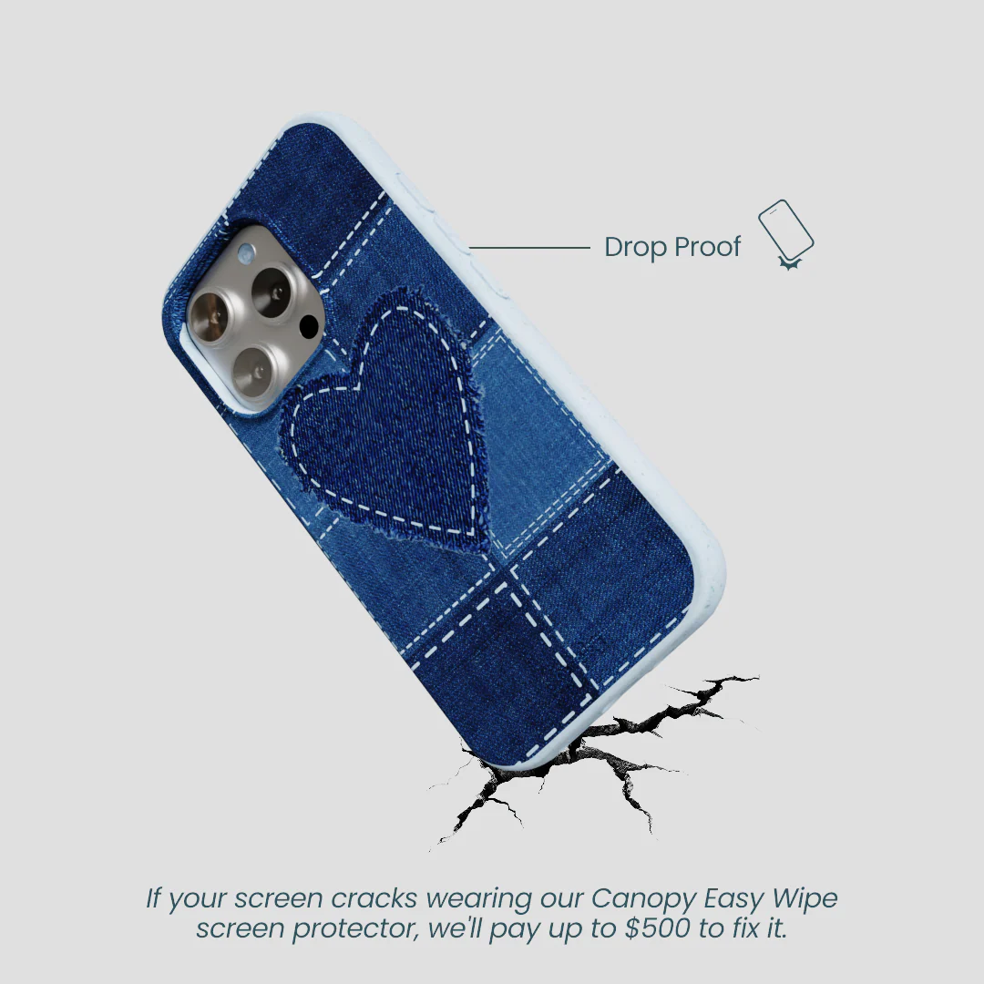 Powder Blue Denim Heart iPhone 16 Pro Case - Image 5