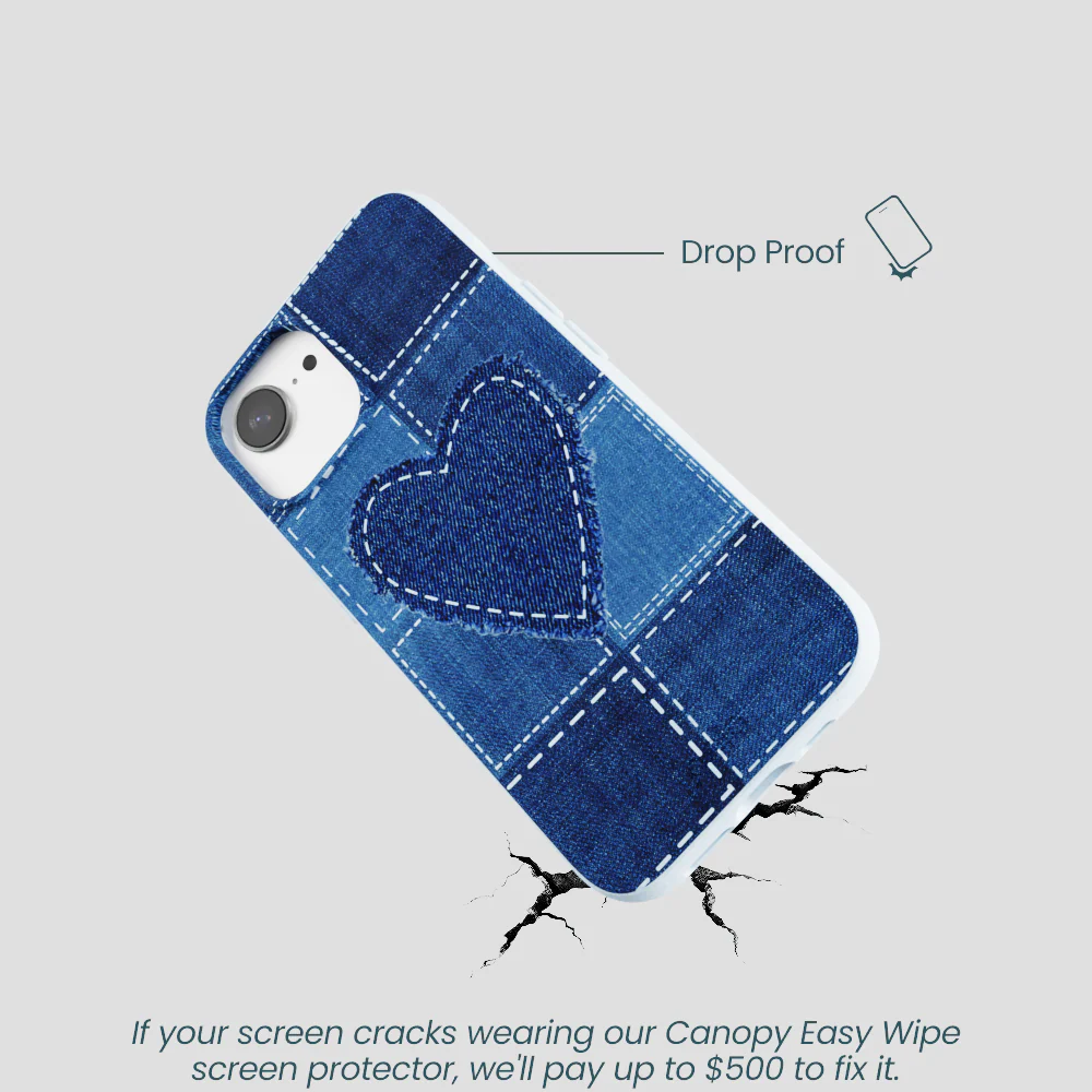 Powder Blue Denim Heart iPhone 16e/17e Case - Image 5