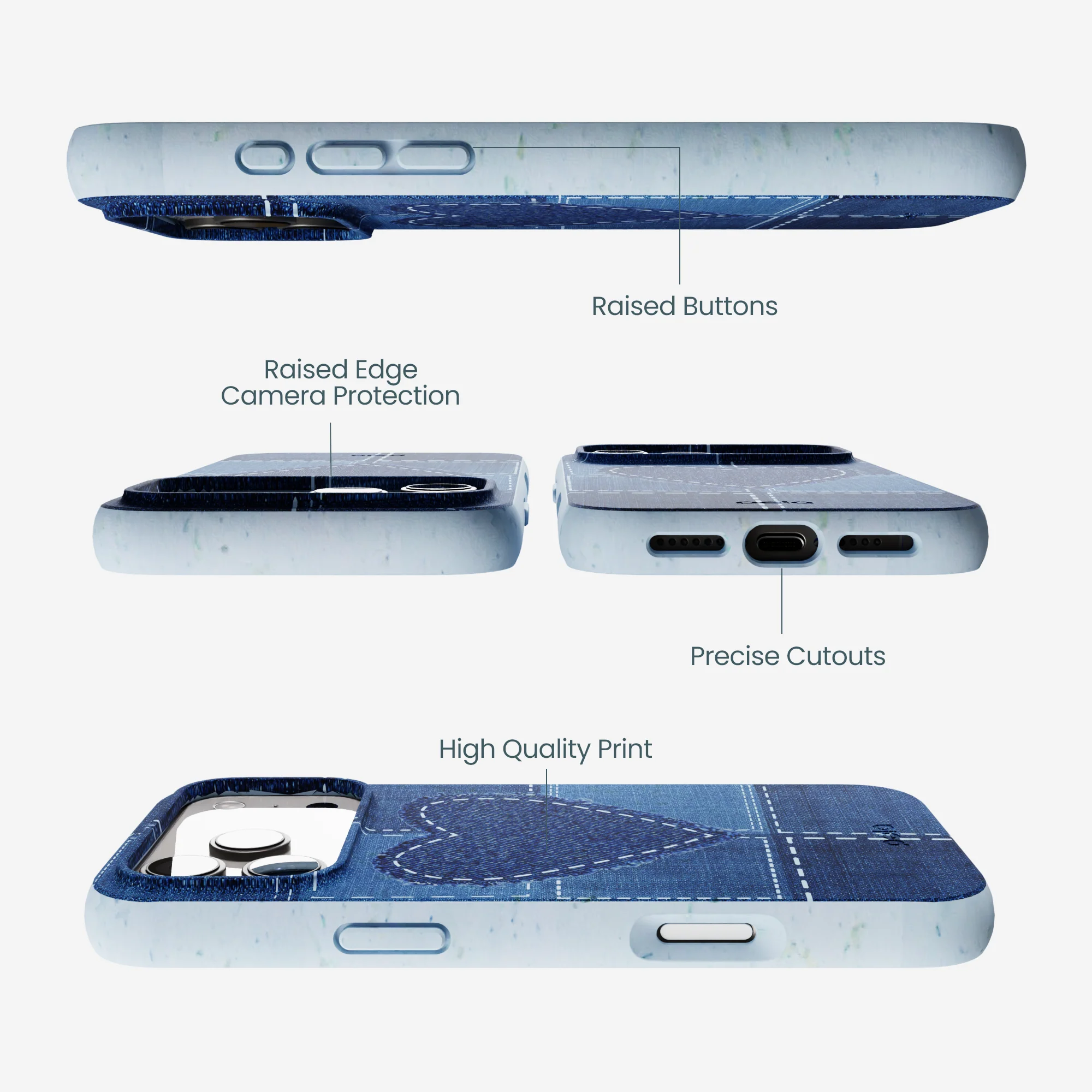 Powder Blue Denim Heart iPhone 17 Pro Max Case - Image 3