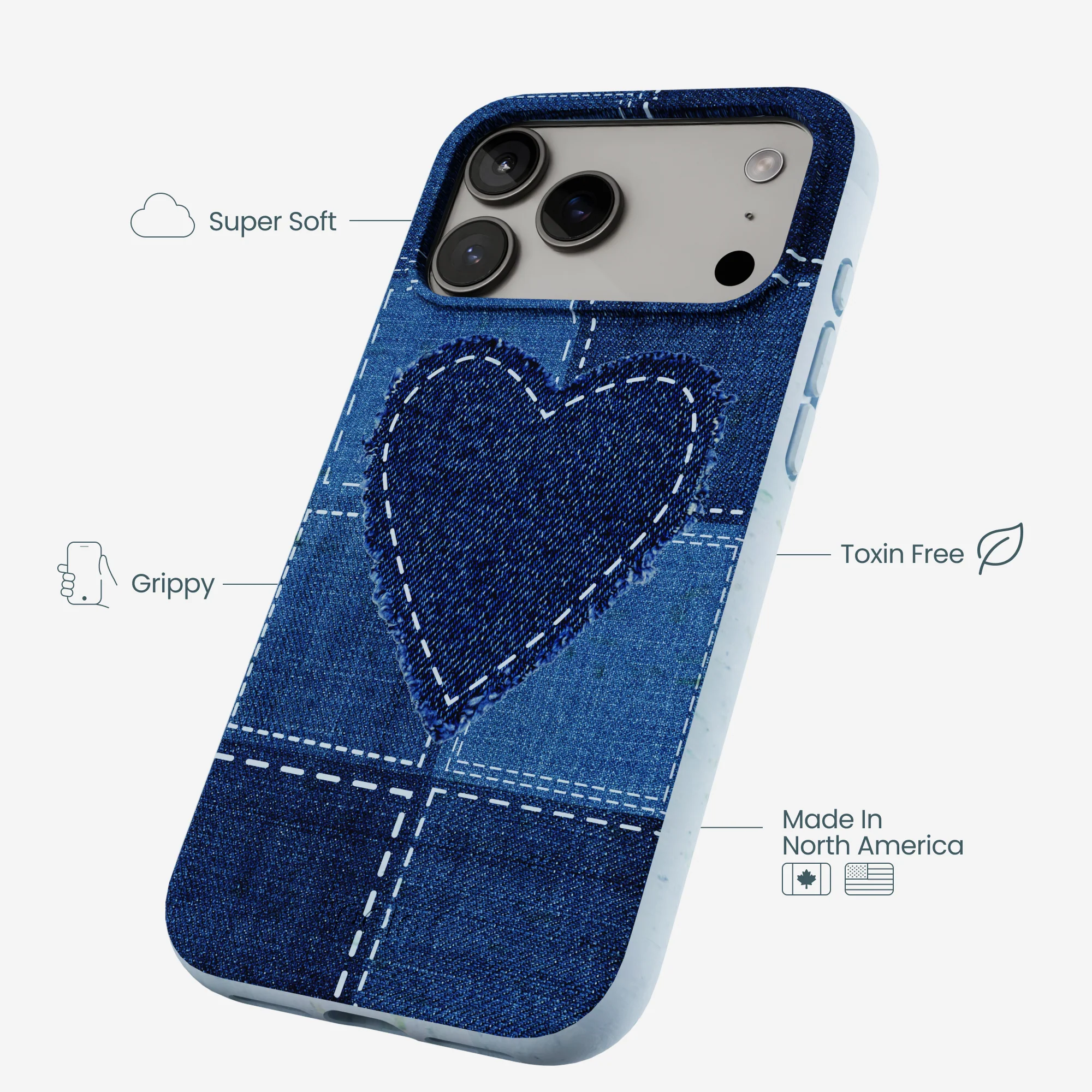 Powder Blue Denim Heart iPhone 17 Pro Max Case - Image 4