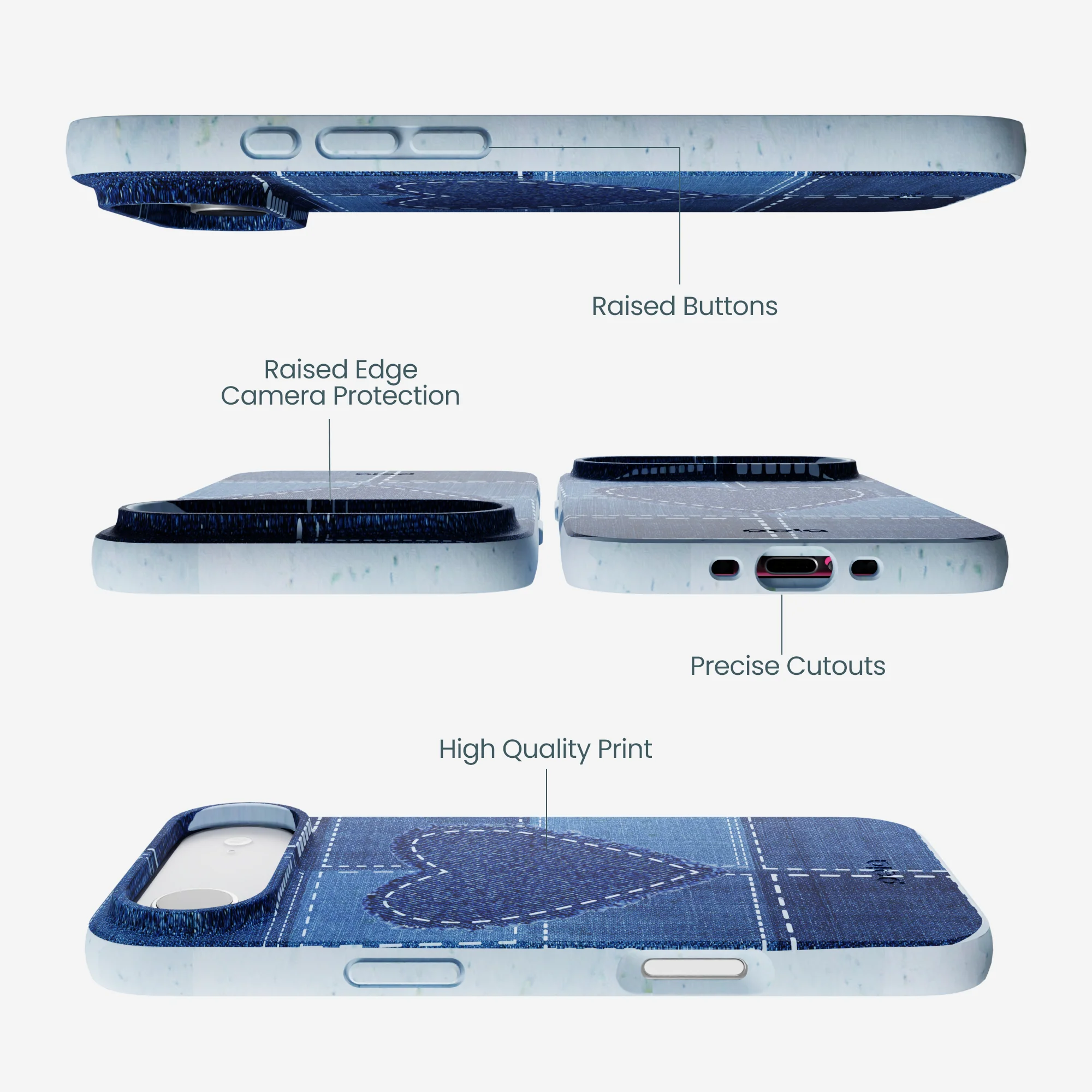 Powder Blue Denim Heart iPhone Air Case - Image 3