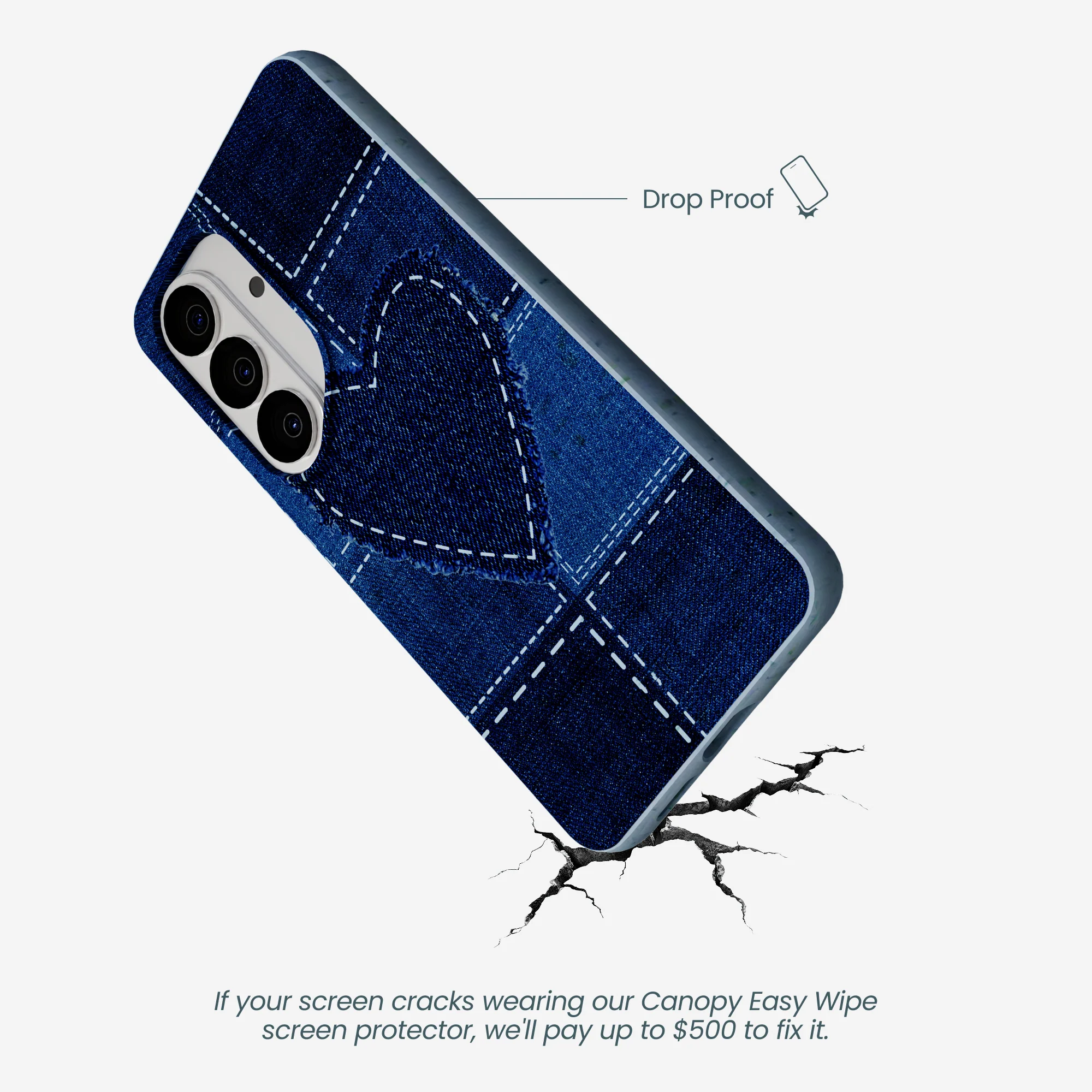 Powder Blue Denim Heart Samsung Galaxy S26 Case - Image 4
