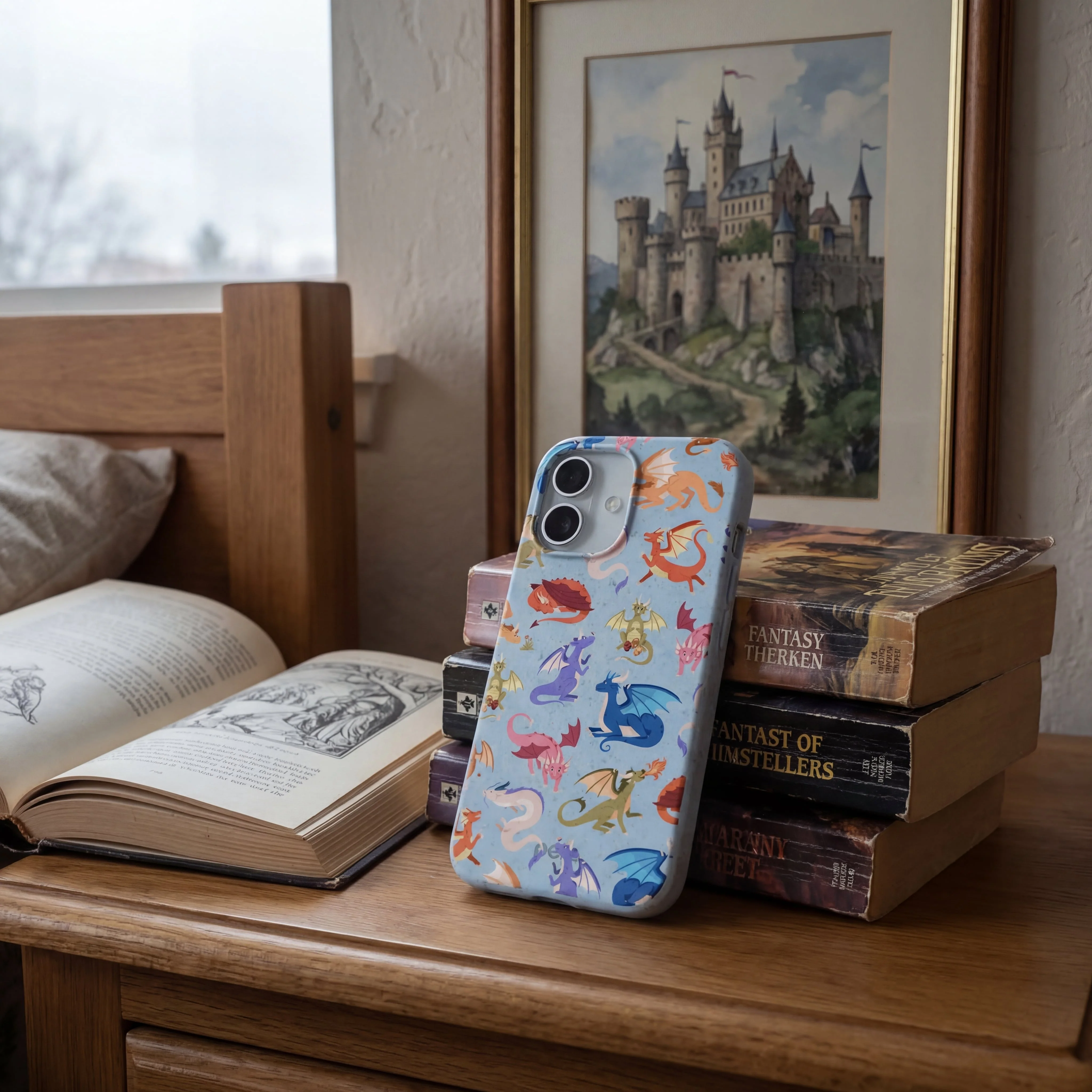 Powder Blue Dragon Cuties iPhone 16 Pro Case - Image 2