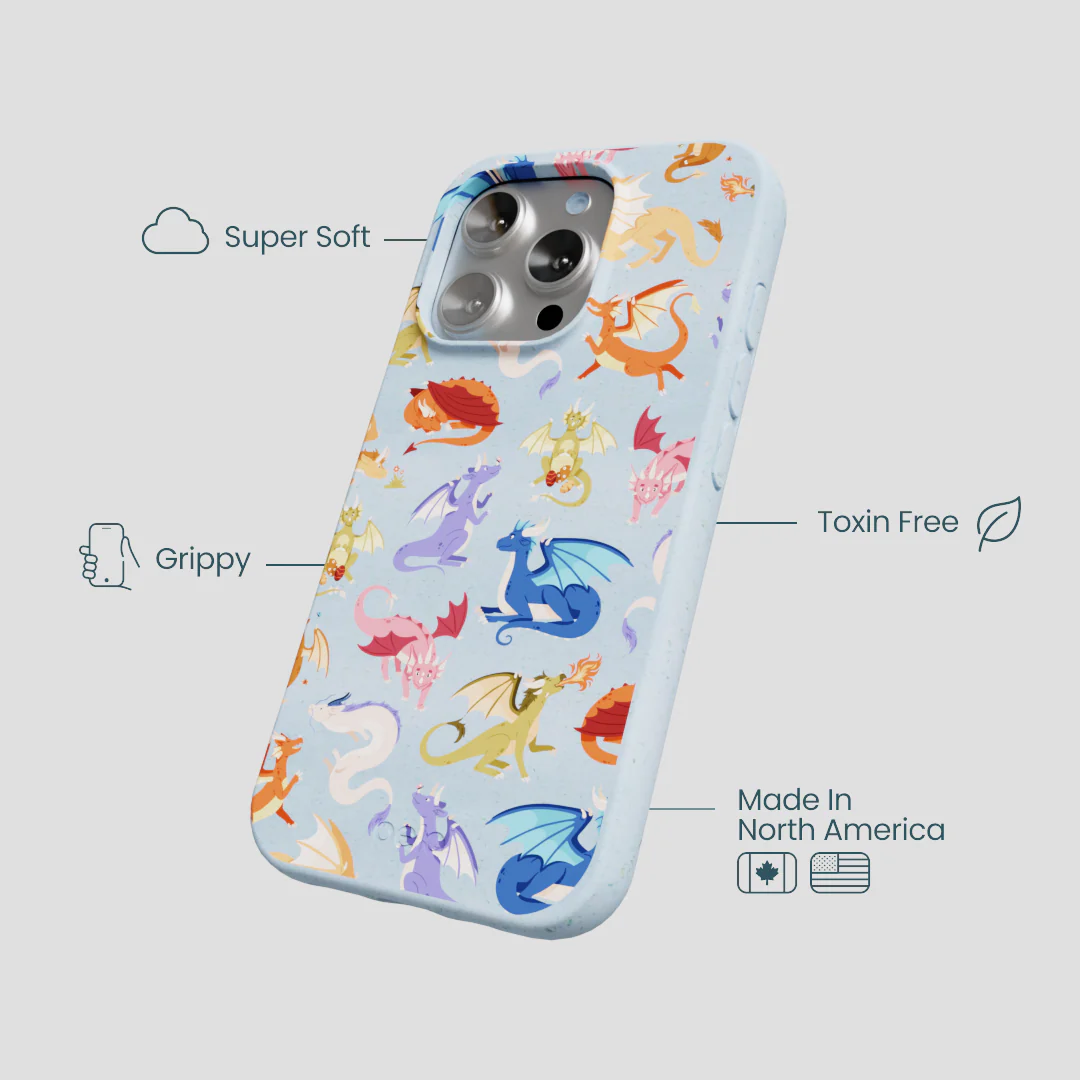 Powder Blue Dragon Cuties iPhone 16 Pro Case - Image 4