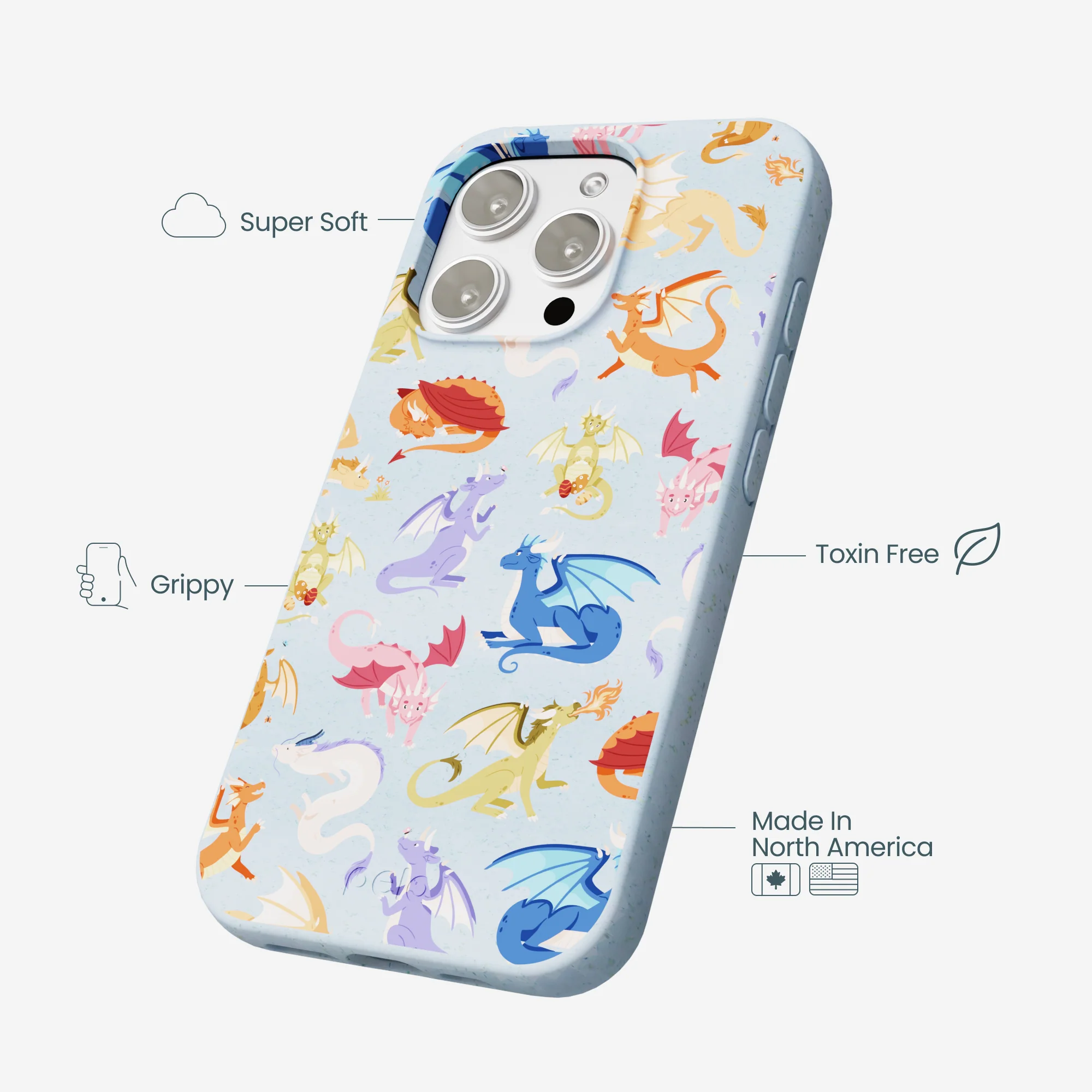 Powder Blue Dragon Cuties iPhone 16 Pro Max Case - Image 4