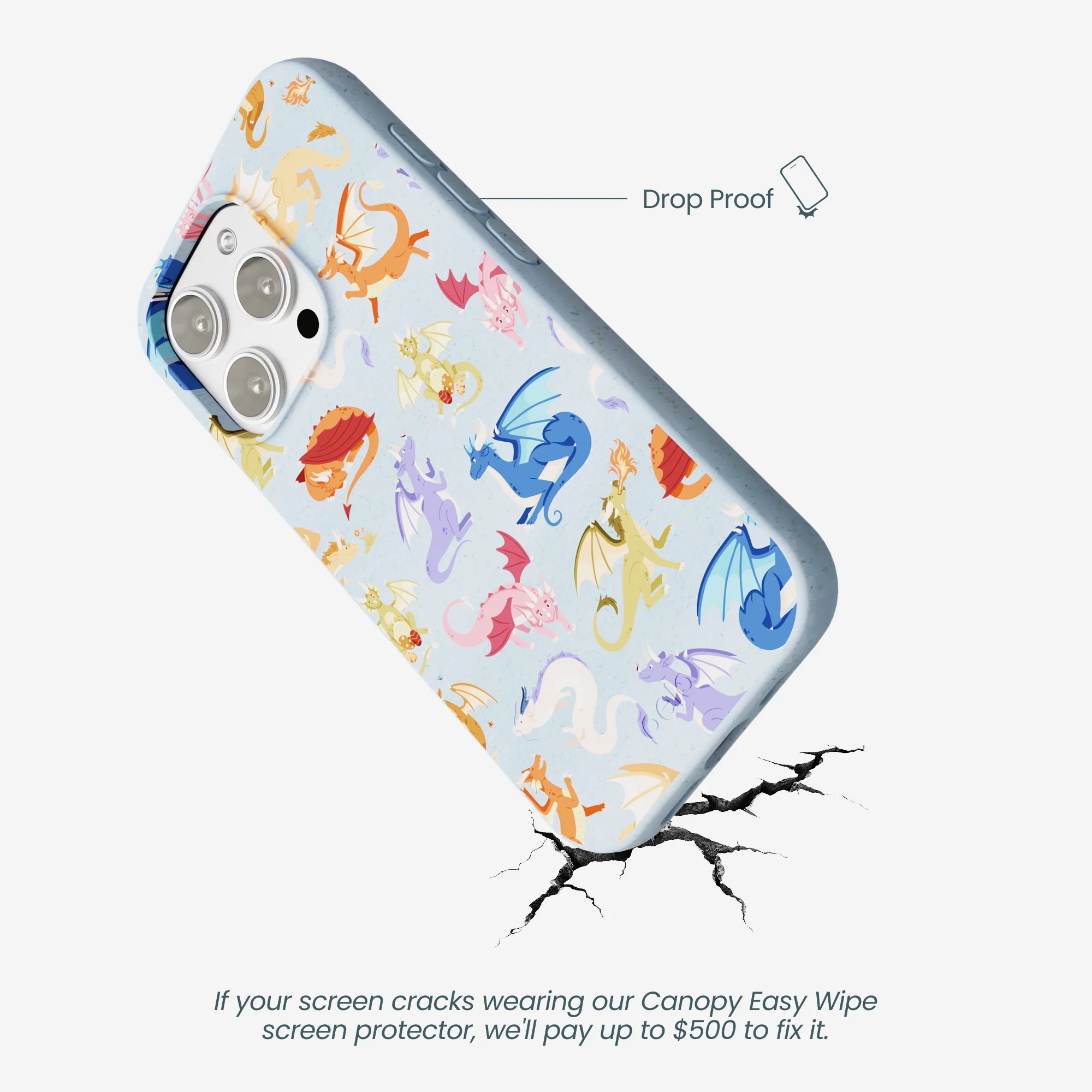 Powder Blue Dragon Cuties iPhone 16 Pro Max Case - Image 5