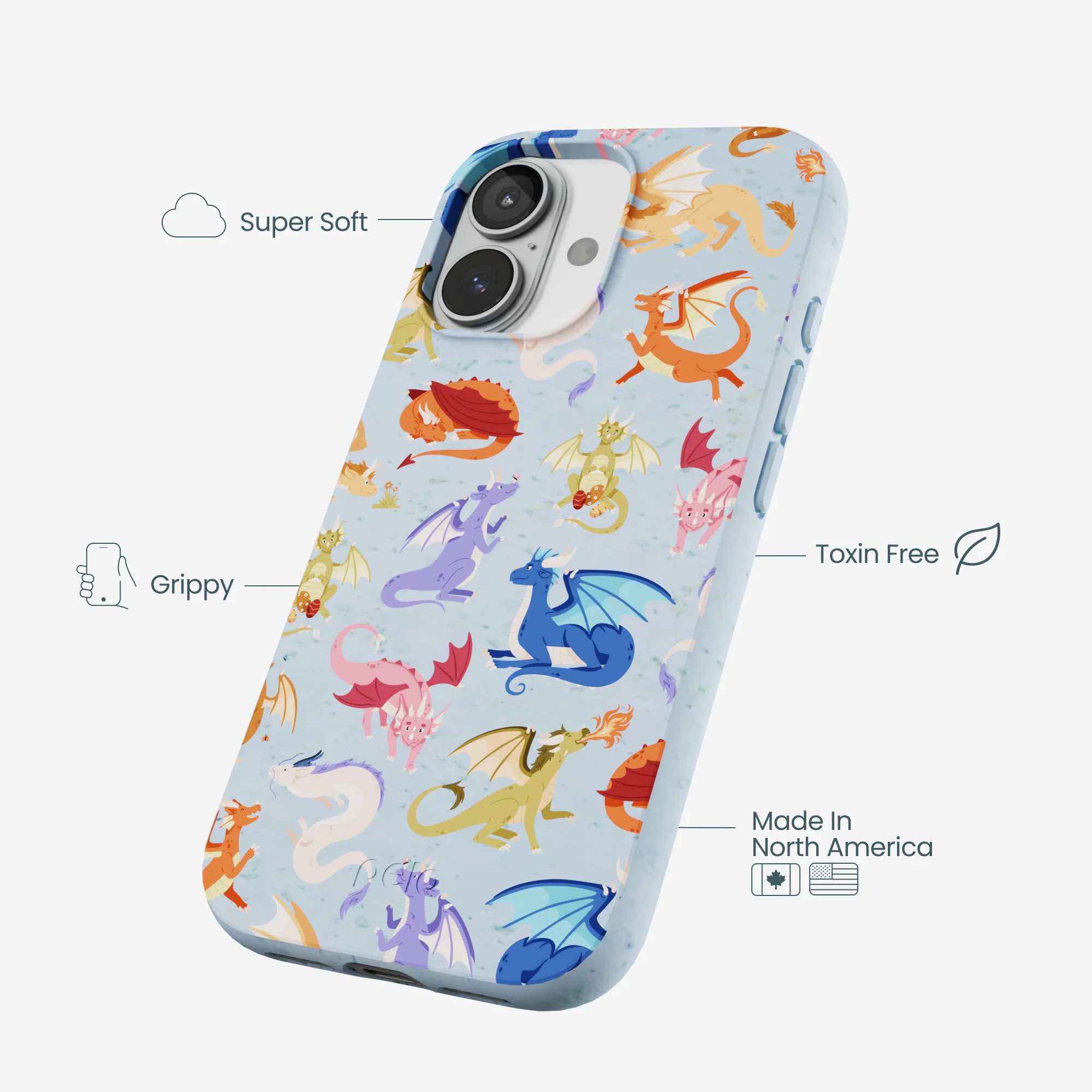 Powder Blue Dragon Cuties iPhone 17 Case - Image 4