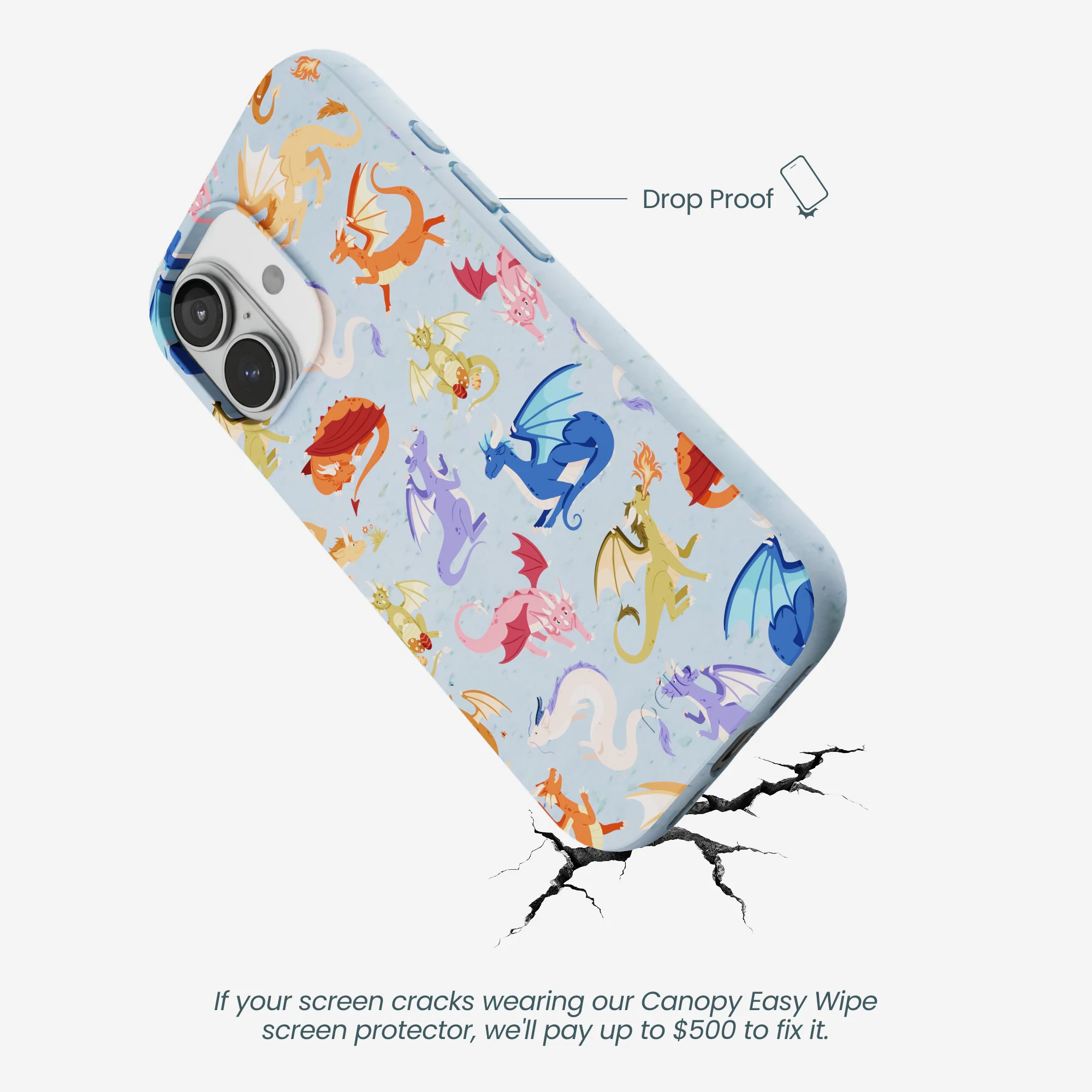 Powder Blue Dragon Cuties iPhone 17 Case - Image 5