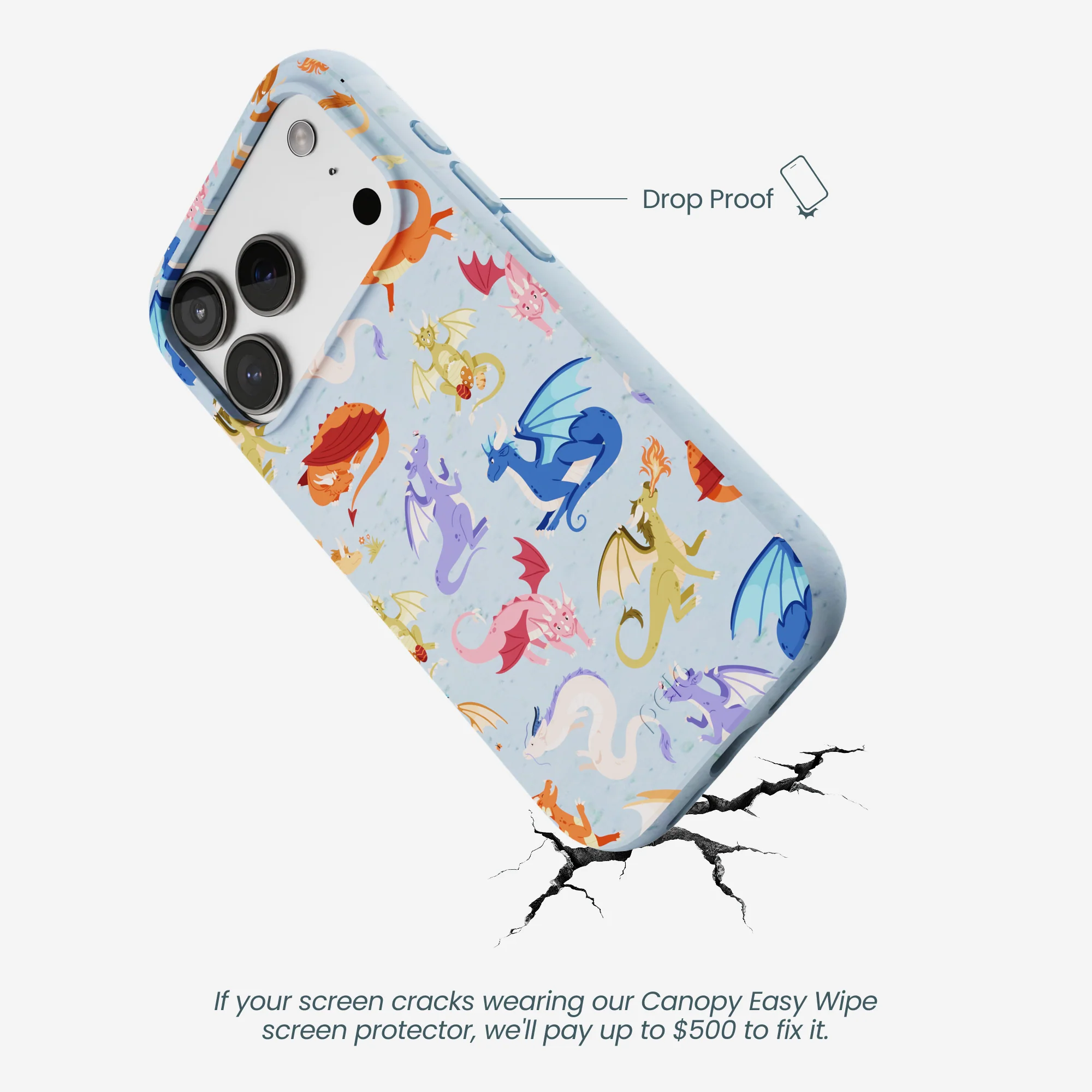 Powder Blue Dragon Cuties iPhone 17 Pro Case - Image 5