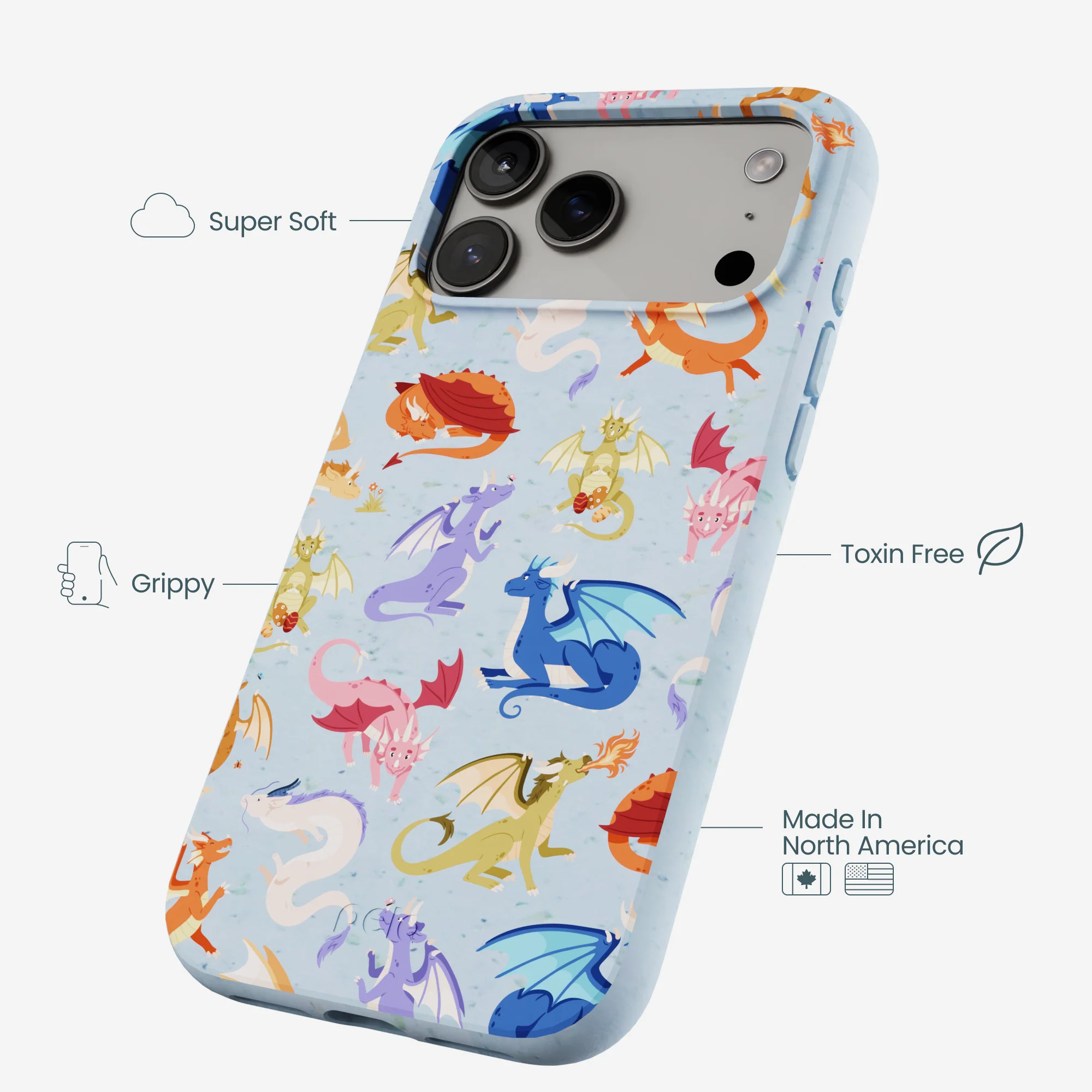 Powder Blue Dragon Cuties iPhone 17 Pro Max Case - Image 4