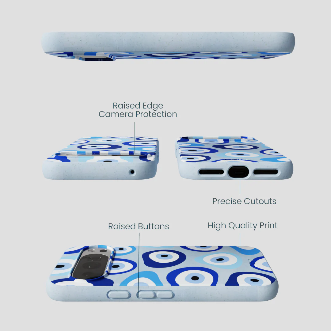 Powder Blue Evil Eye Google Pixel 10/10 Pro Case - Image 3