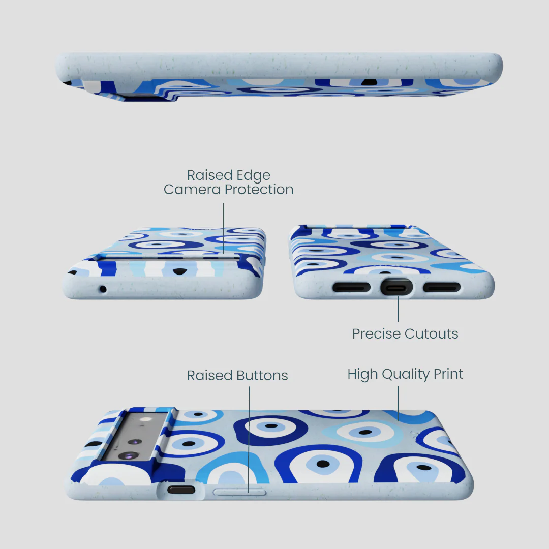 Powder Blue Evil Eye Google Pixel 6 Case - Image 3