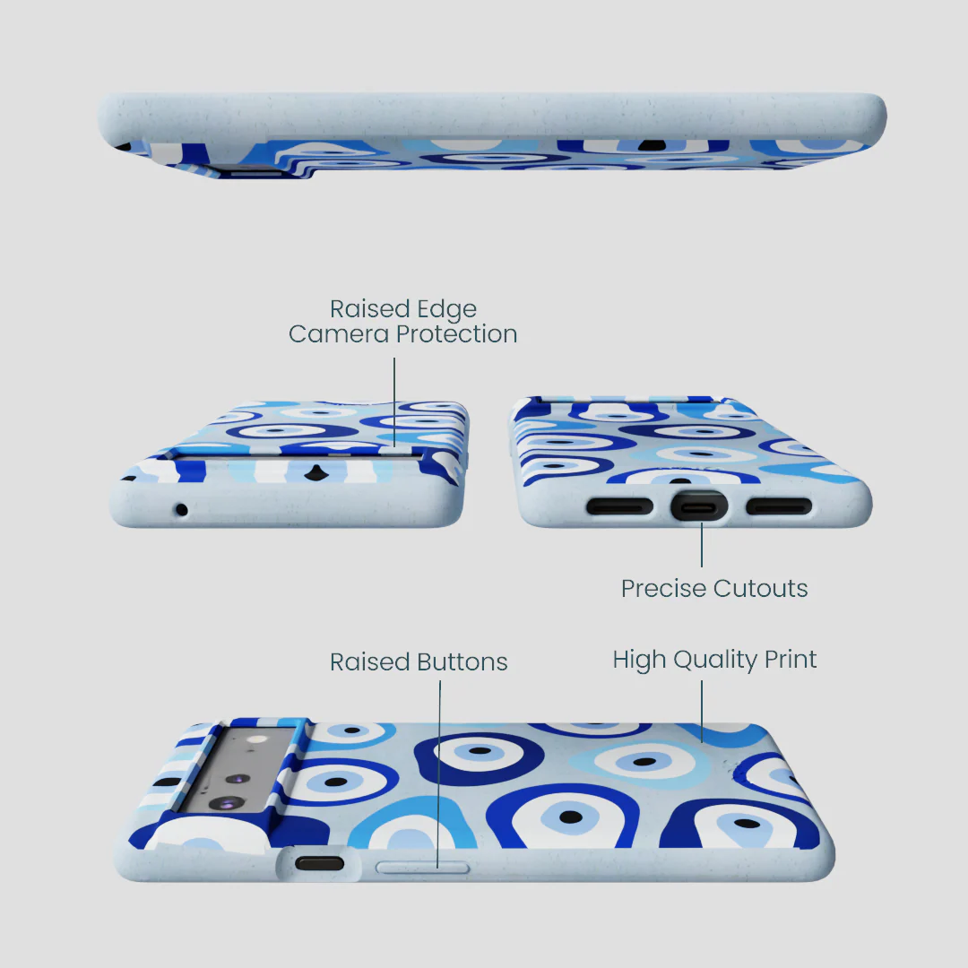 Powder Blue Evil Eye Google Pixel 6a Case - Image 3
