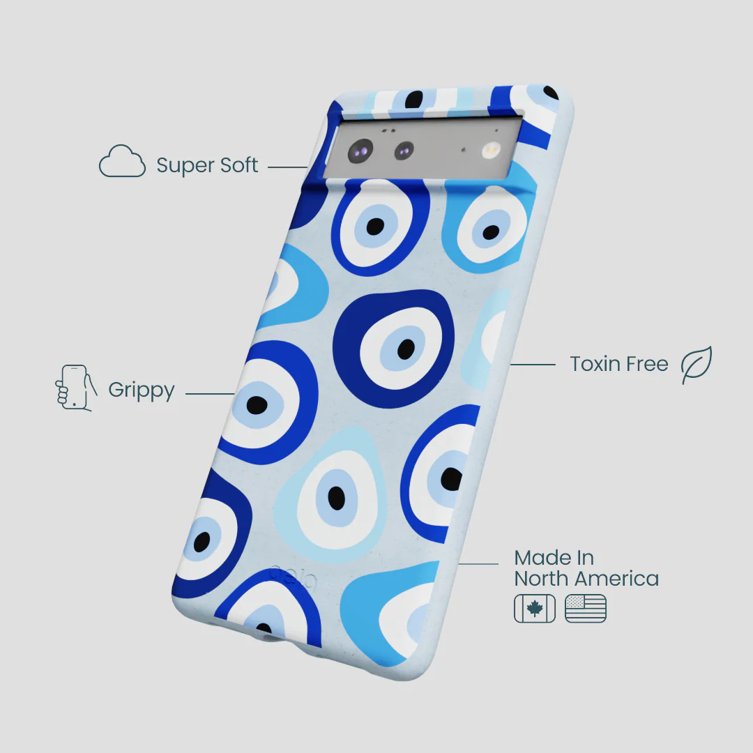Powder Blue Evil Eye Google Pixel 6a Case - Image 4