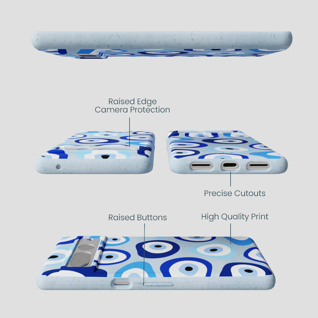 Powder Blue Evil Eye Google Pixel 7 Pro Case - Image 3