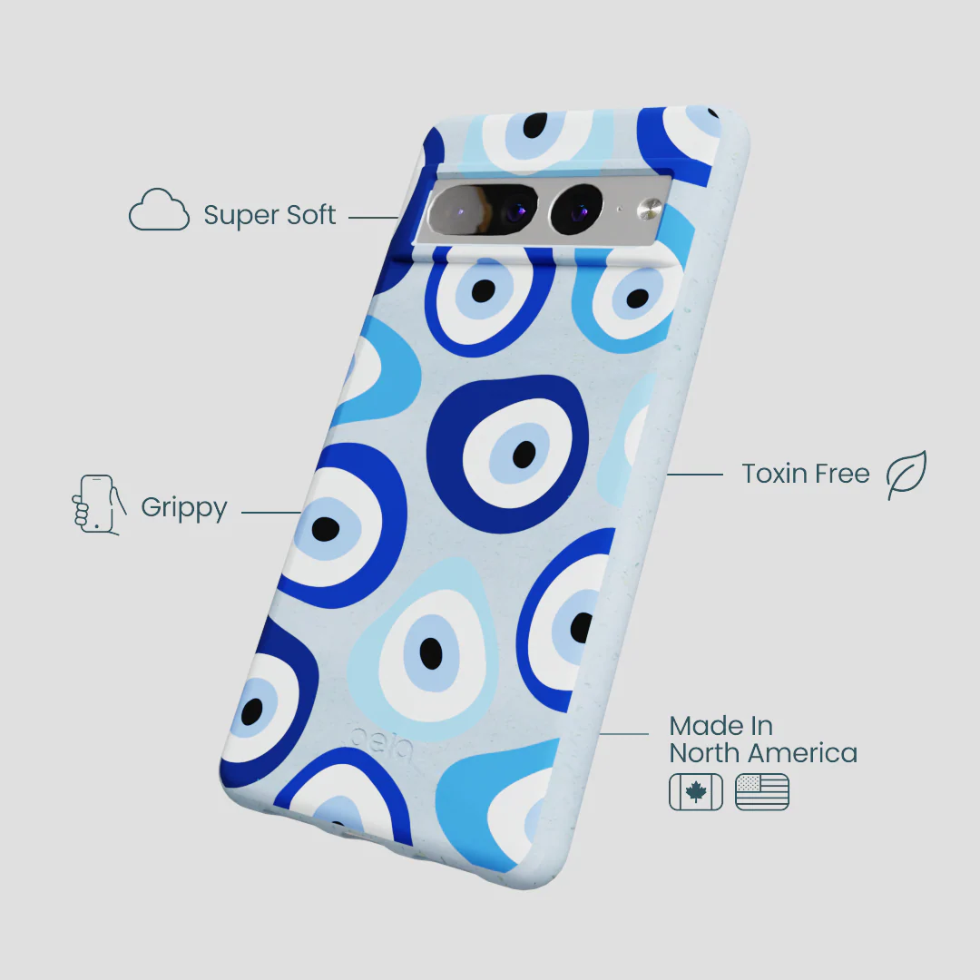 Powder Blue Evil Eye Google Pixel 7 Pro Case - Image 4