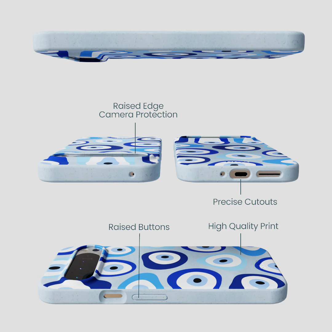 Powder Blue Evil Eye Google Pixel 9 Pro XL Case - Image 3
