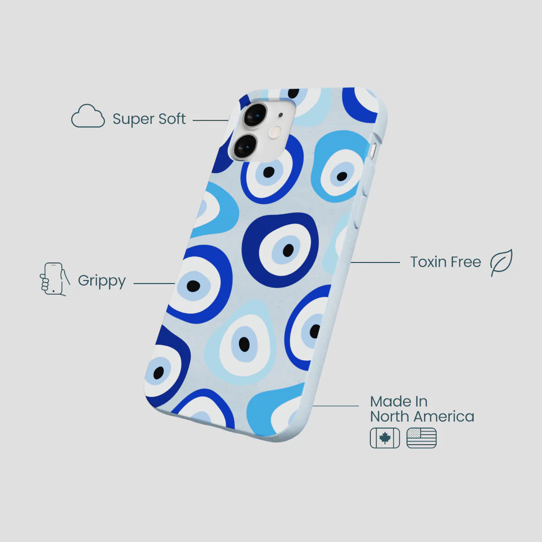 Powder Blue Evil Eye iPhone 12 Mini Case - Image 4