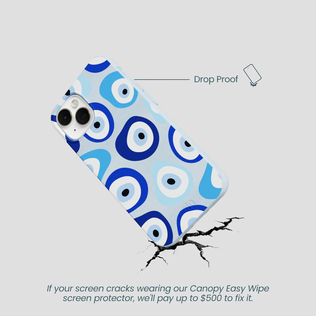 Powder Blue Evil Eye iPhone 13 Mini Case - Image 5