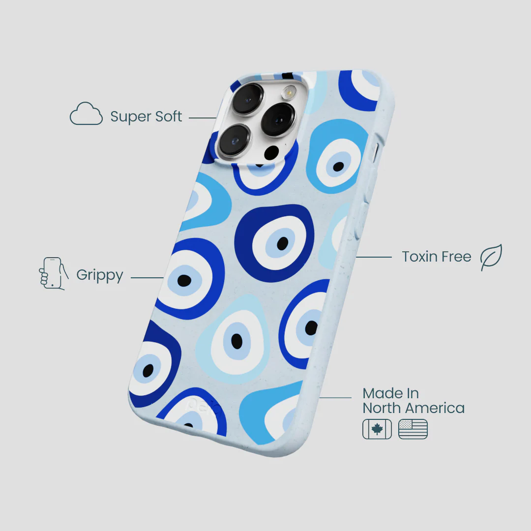 Powder Blue Evil Eye iPhone 13 Pro Case - Image 4