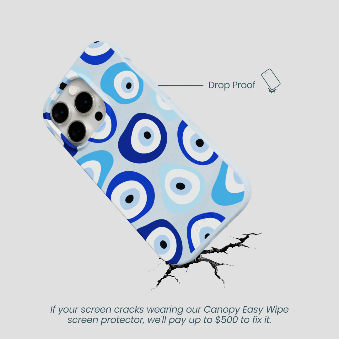 Powder Blue Evil Eye iPhone 14 Pro Case - Image 5
