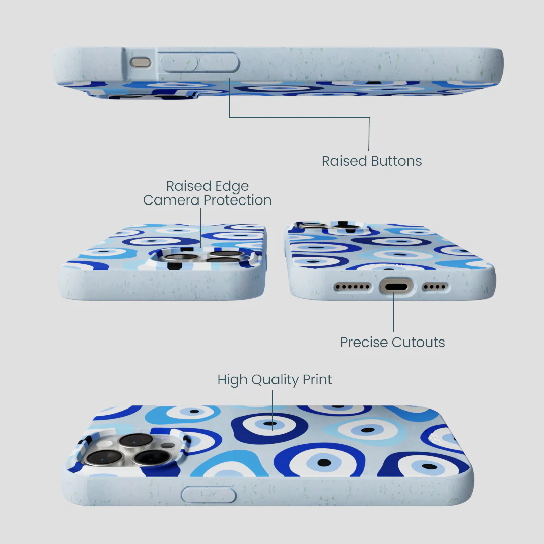 Powder Blue Evil Eye iPhone 14 Pro Max Case - Image 3