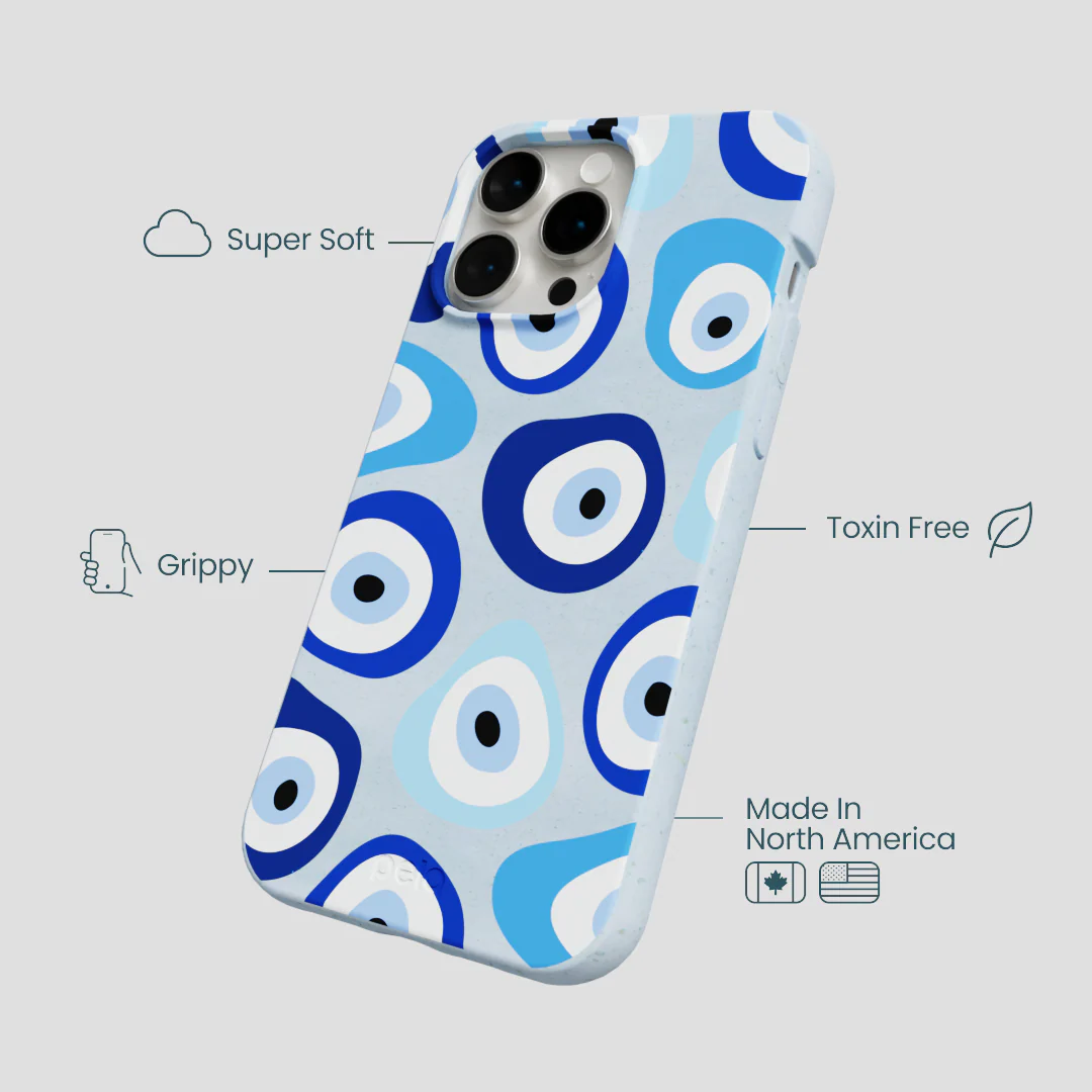 Powder Blue Evil Eye iPhone 15 Pro Max Case - Image 4