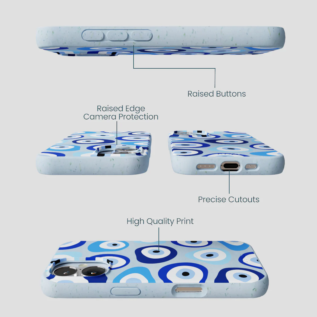 Powder Blue Evil Eye iPhone 16 Case - Image 3