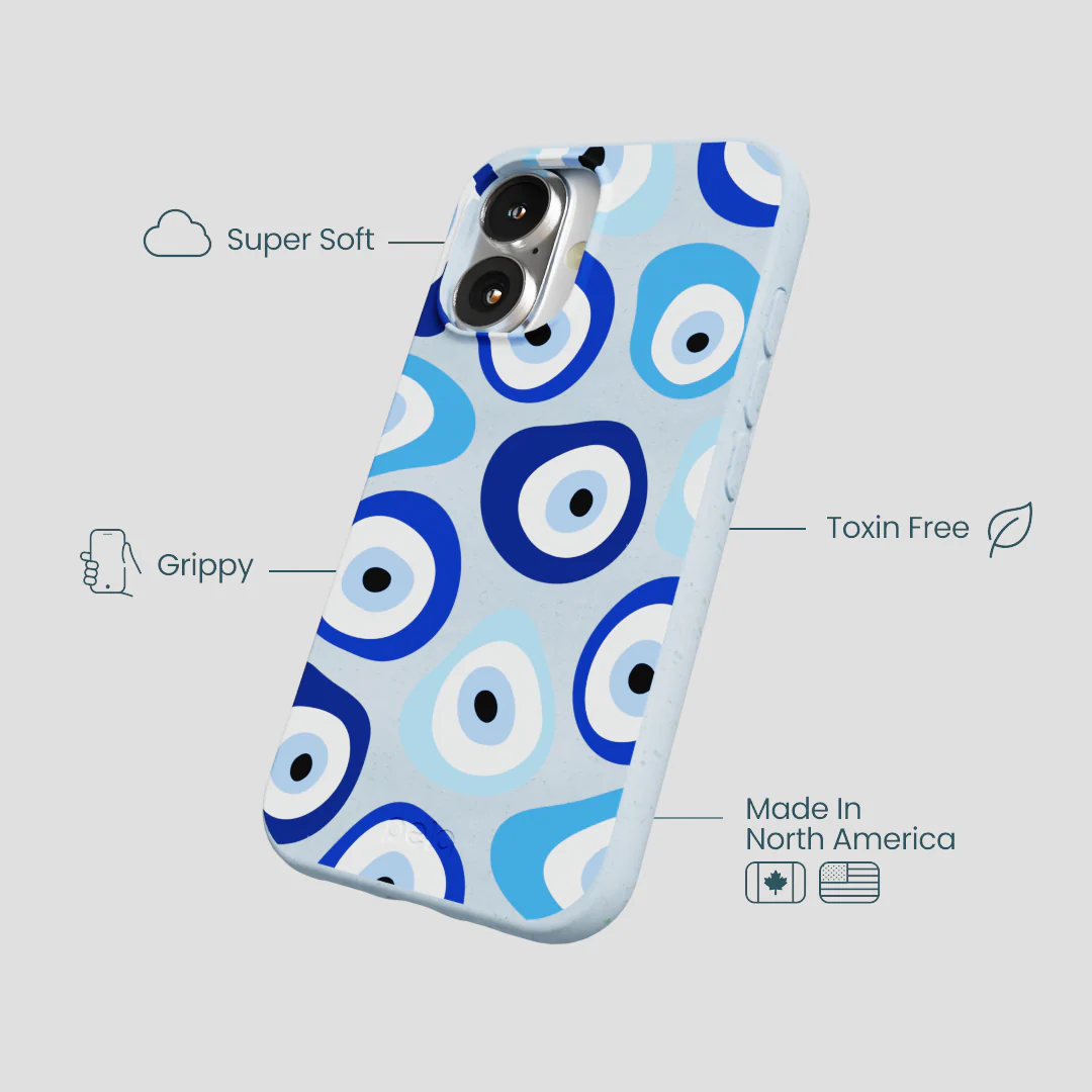 Powder Blue Evil Eye iPhone 16 Case - Image 4