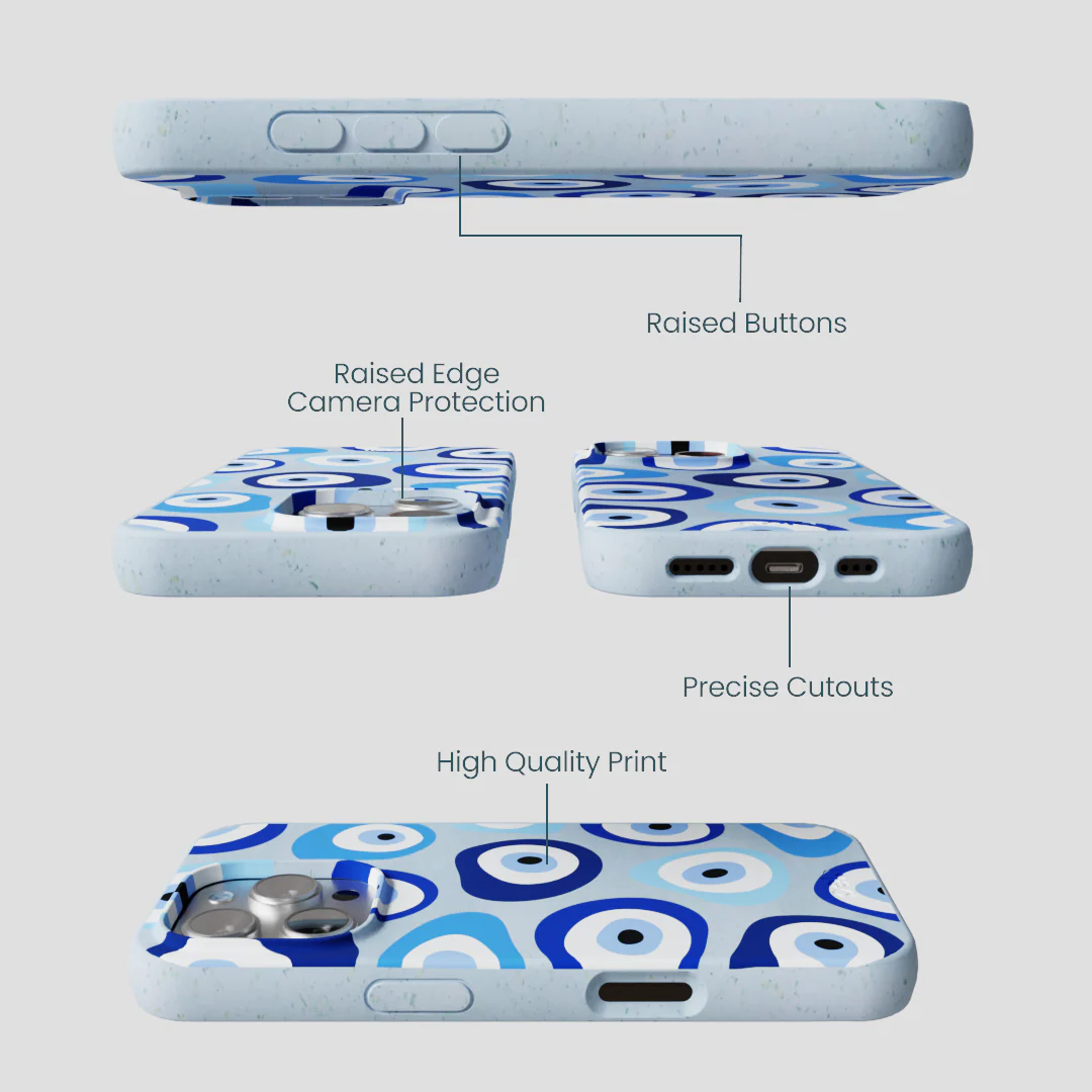 Powder Blue Evil Eye iPhone 16 Pro Case - Image 3