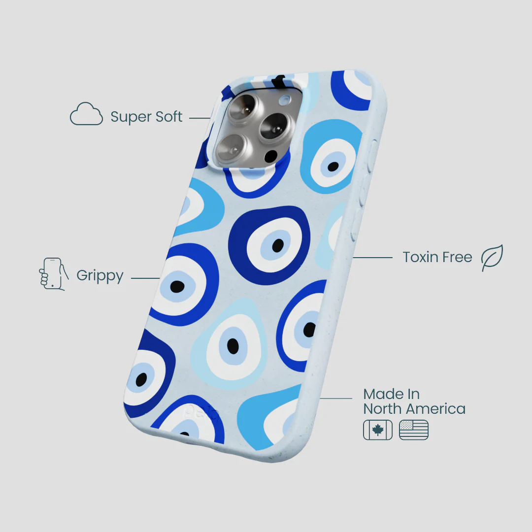 Powder Blue Evil Eye iPhone 16 Pro Case - Image 4