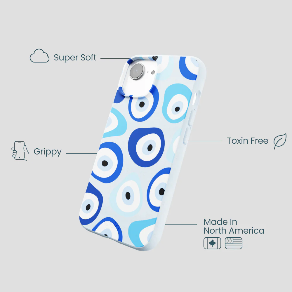 Powder Blue Evil Eye iPhone 16e/17e Case - Image 4