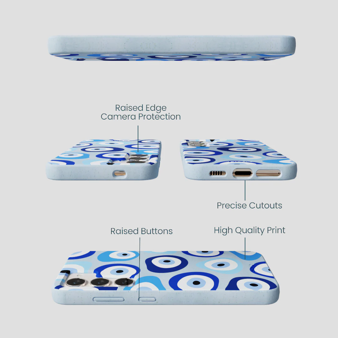 Powder Blue Evil Eye Samsung Galaxy S24 Case - Image 3