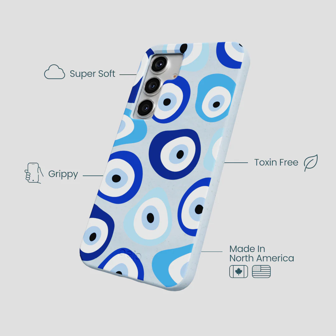 Powder Blue Evil Eye Samsung Galaxy S25 Case - Image 4