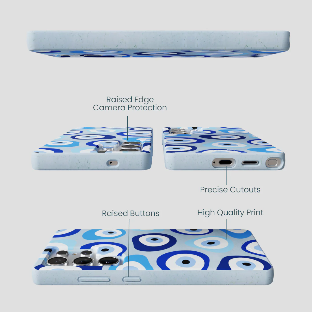 Powder Blue Evil Eye Samsung Galaxy S25 Ultra Case - Image 3