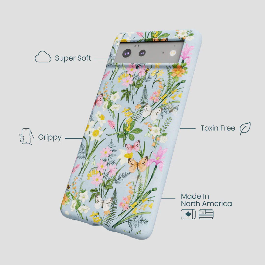 Powder Blue Fairy Wildflowers Google Pixel 6a Case - Image 4