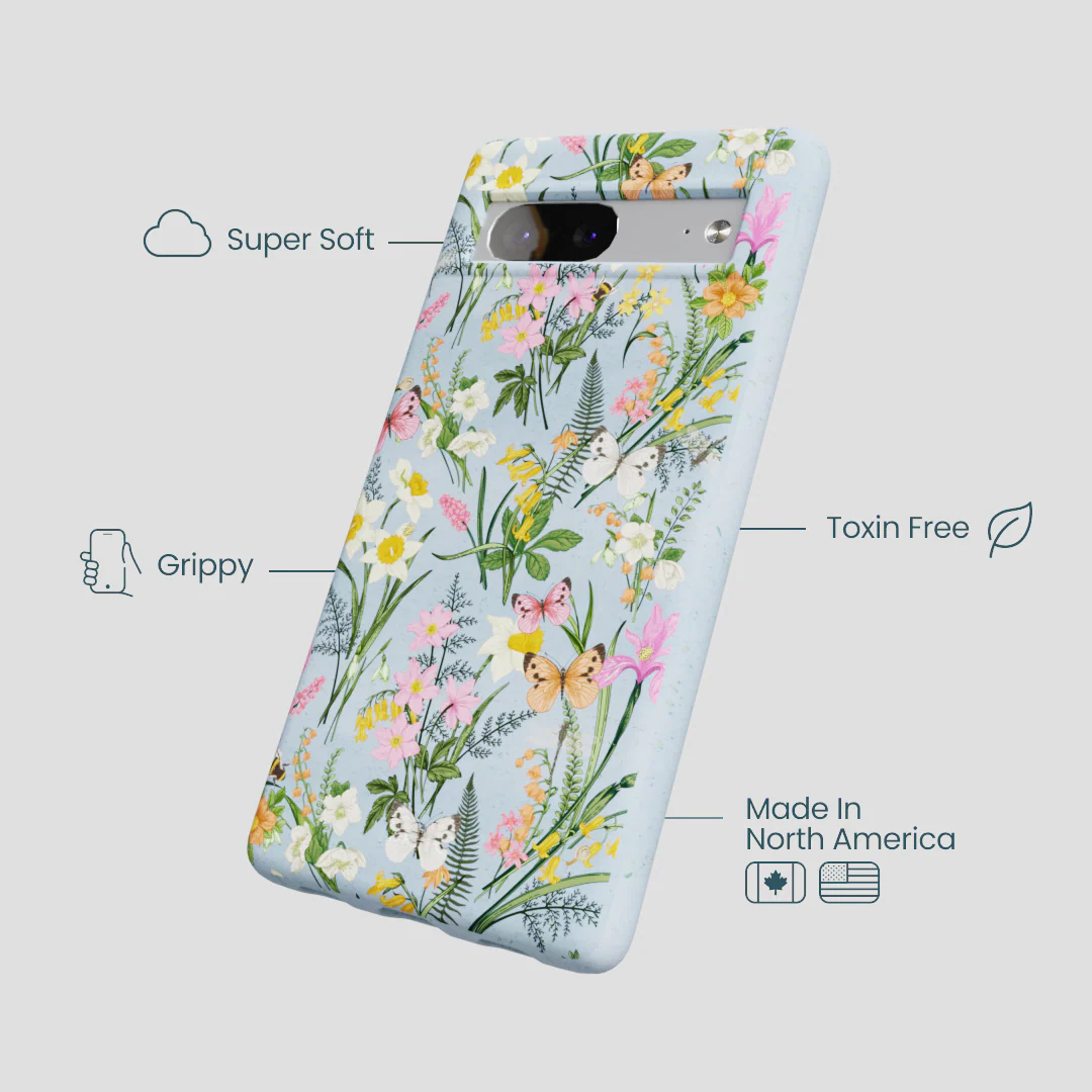 Powder Blue Fairy Wildflowers Google Pixel 7a Case - Image 4