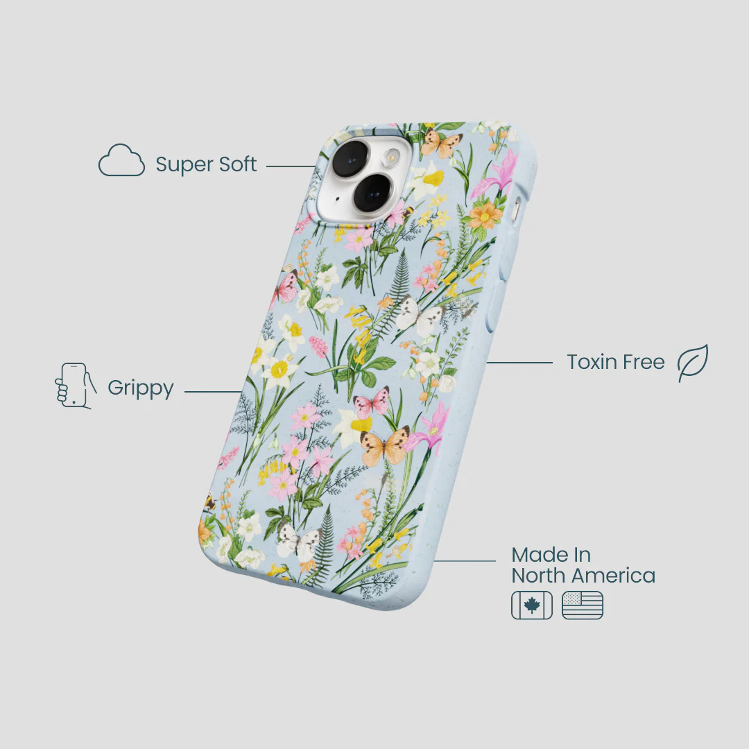 Powder Blue Fairy Wildflowers iPhone 13 Mini Case - Image 4