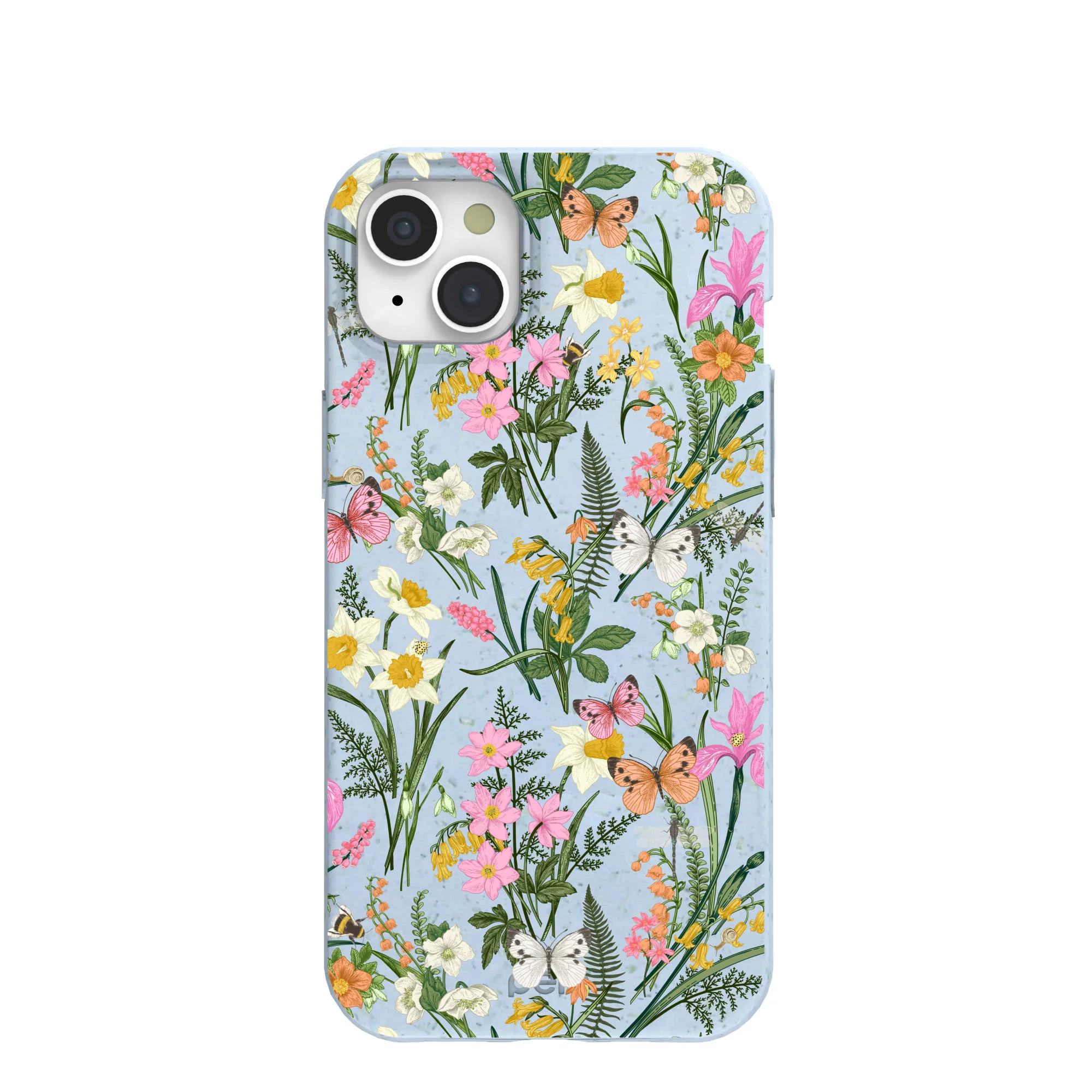 Powder Blue Fairy Wildflowers iPhone 15 Plus Case