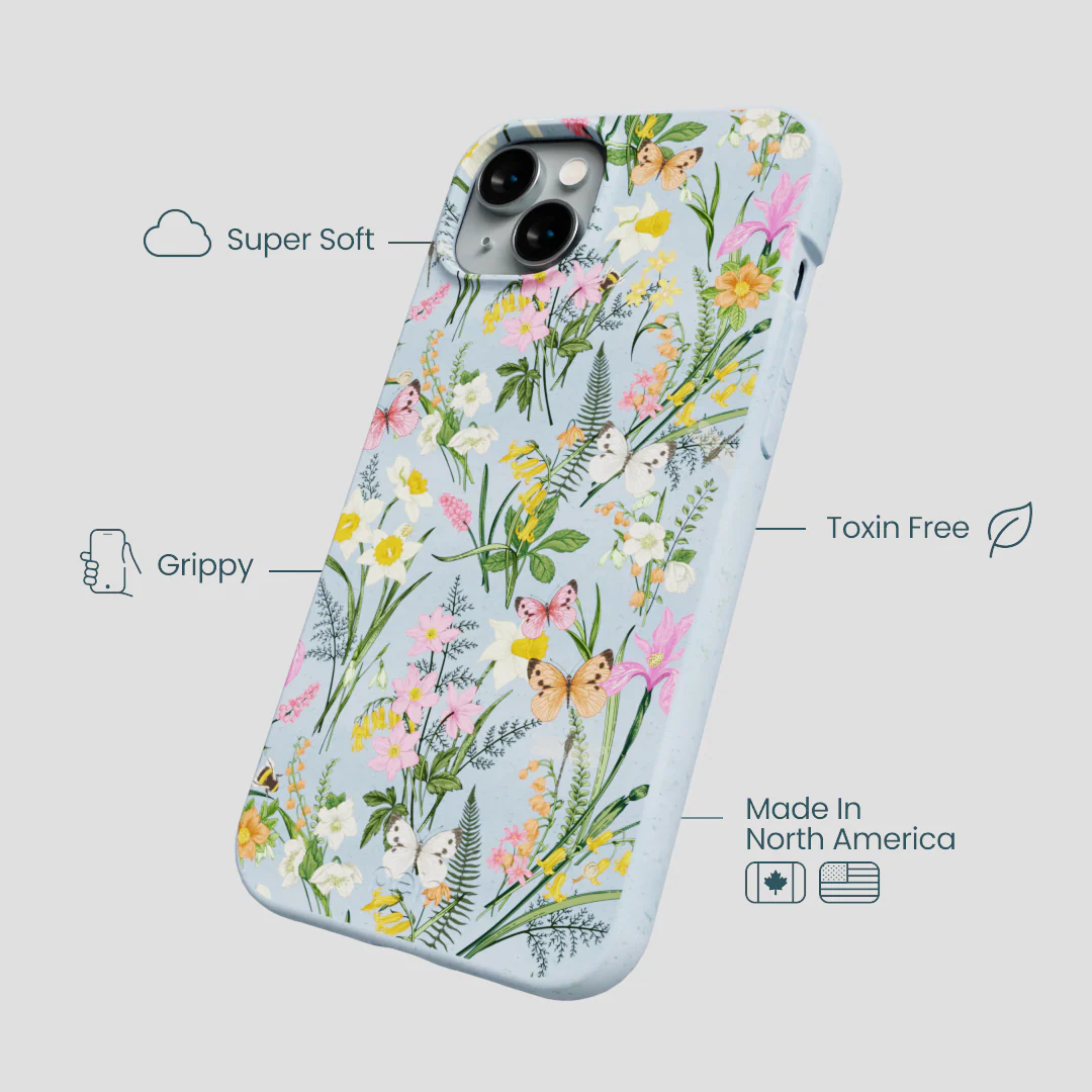 Powder Blue Fairy Wildflowers iPhone 15 Plus Case - Image 4
