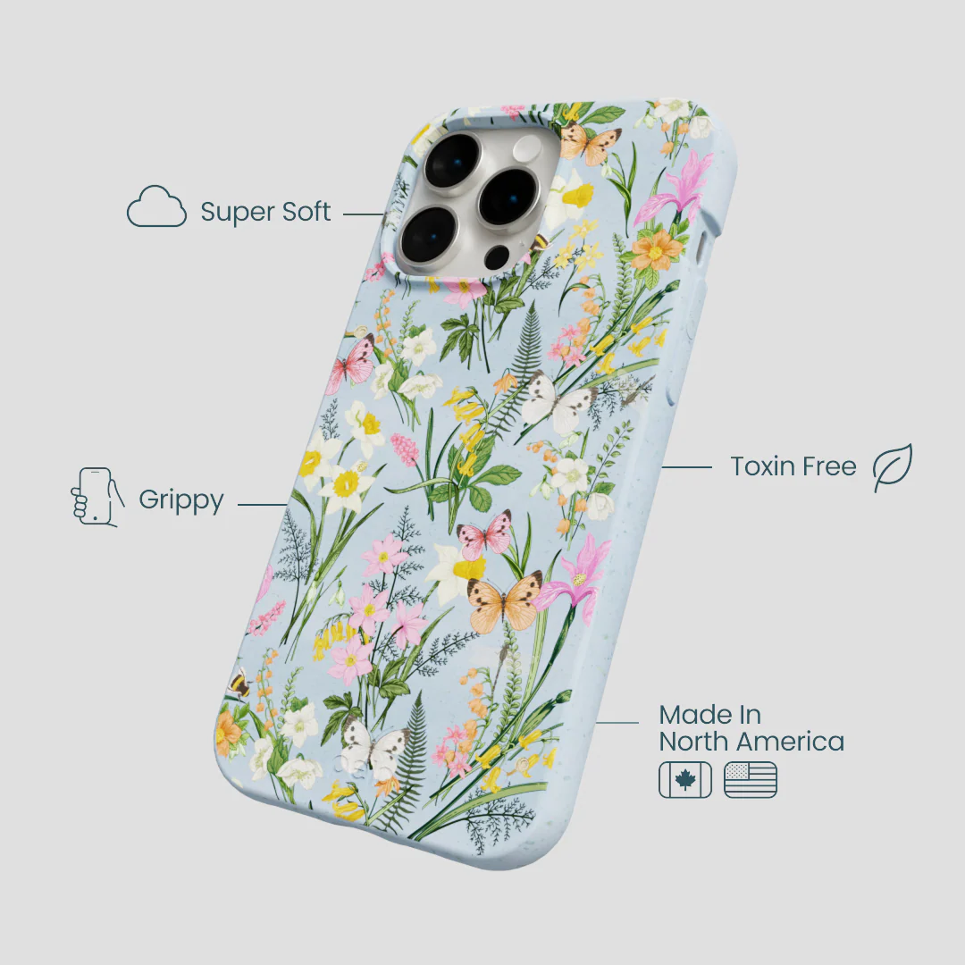 Powder Blue Fairy Wildflowers iPhone 15 Pro Max Case - Image 4