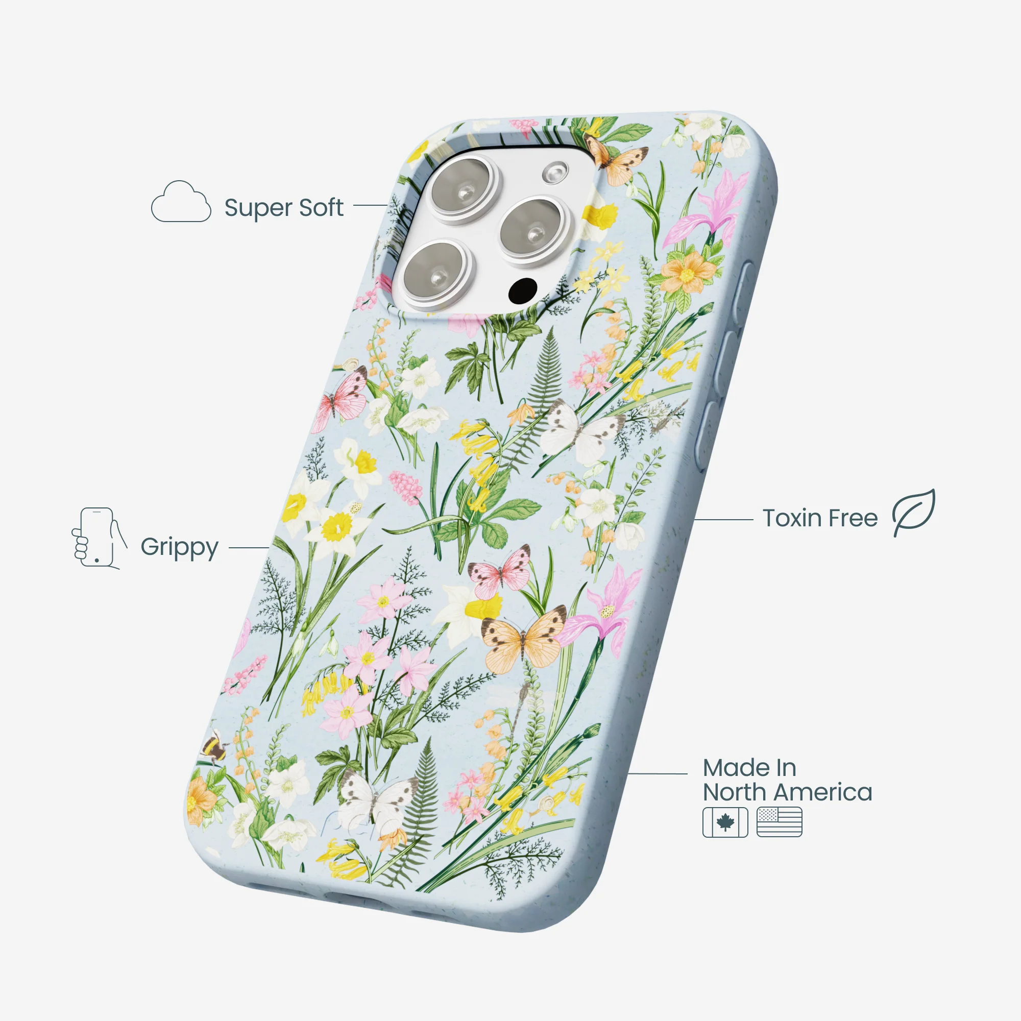 Powder Blue Fairy Wildflowers iPhone 16 Pro Max Case - Image 4