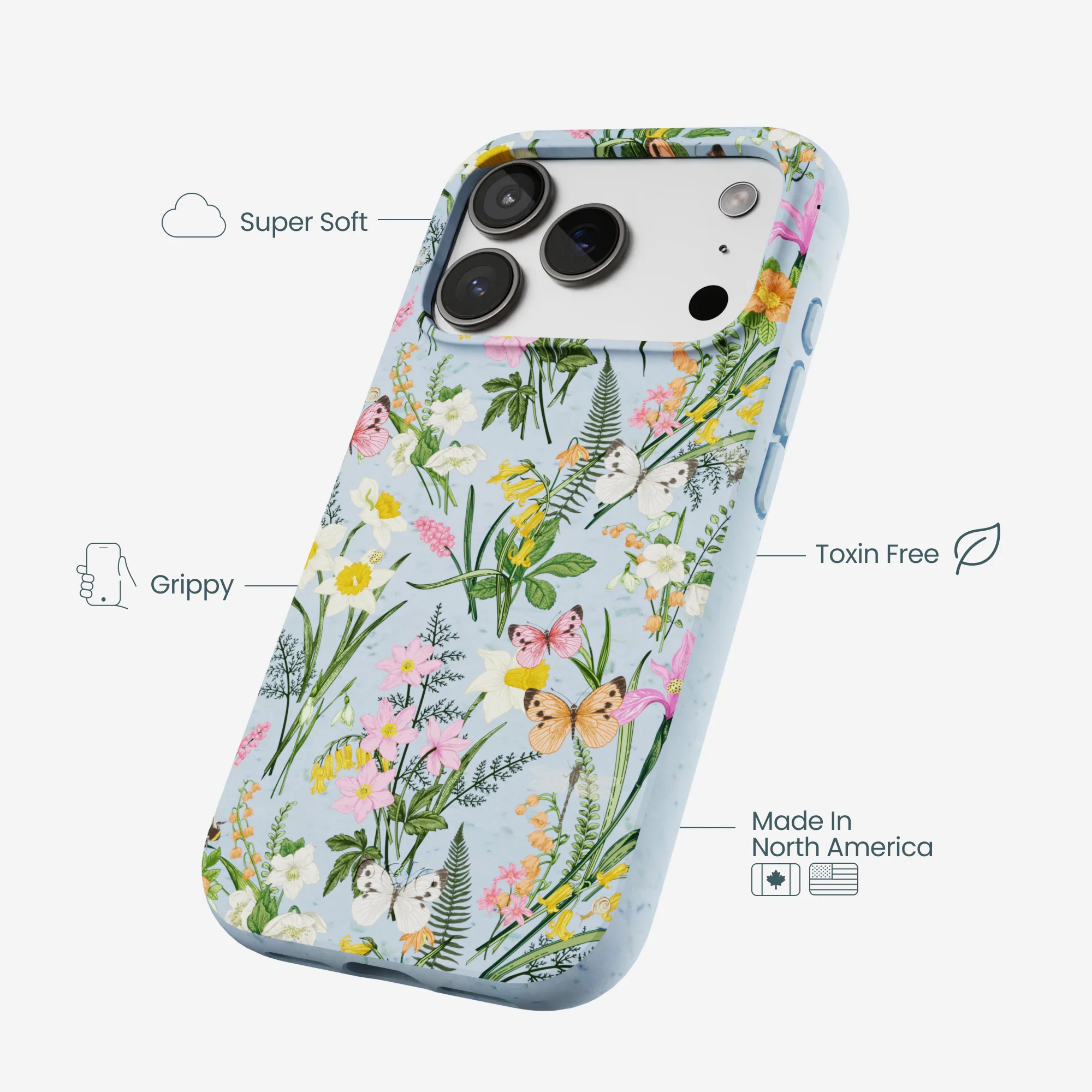 Powder Blue Fairy Wildflowers iPhone 17 Pro Case - Image 4