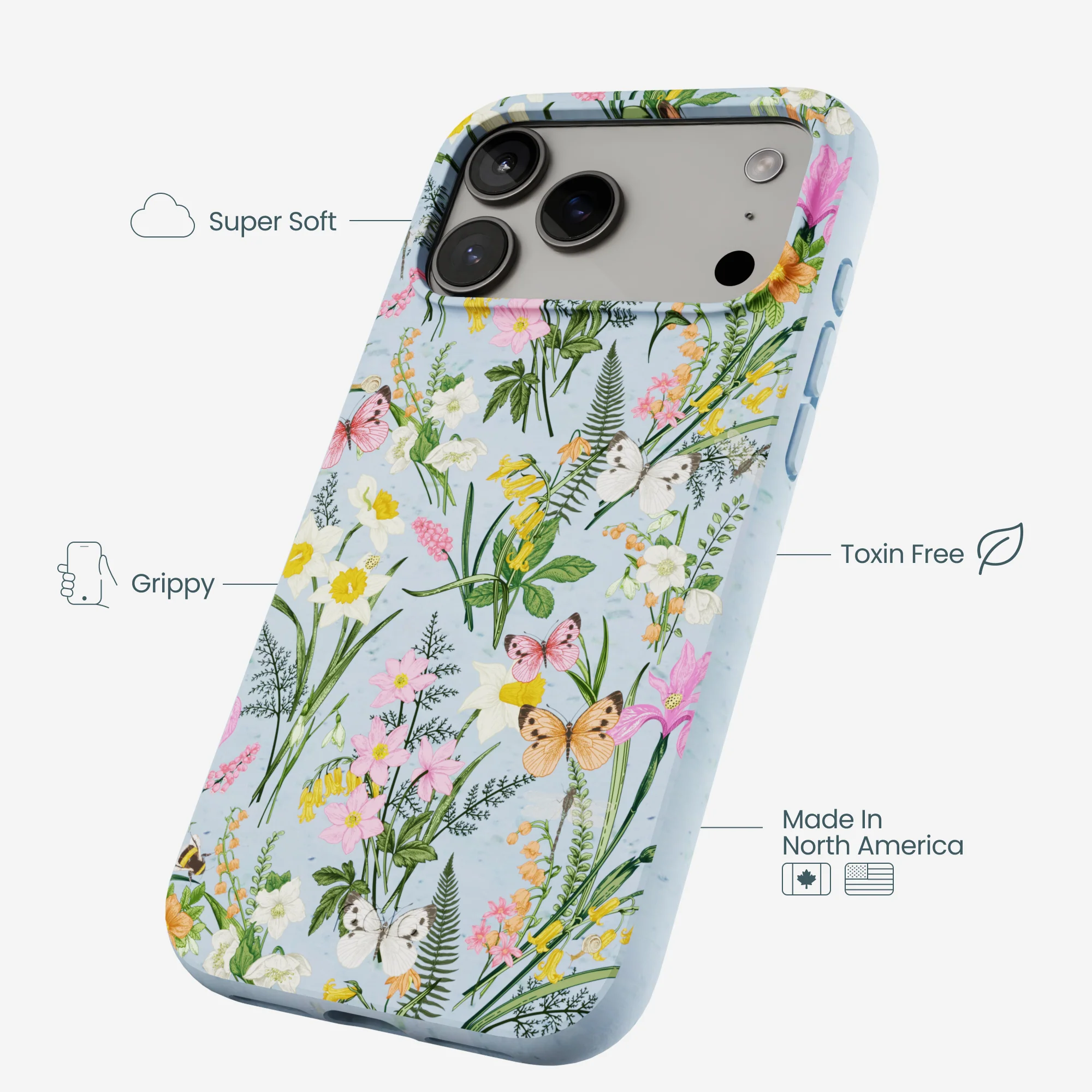 Powder Blue Fairy Wildflowers iPhone 17 Pro Max Case - Image 4