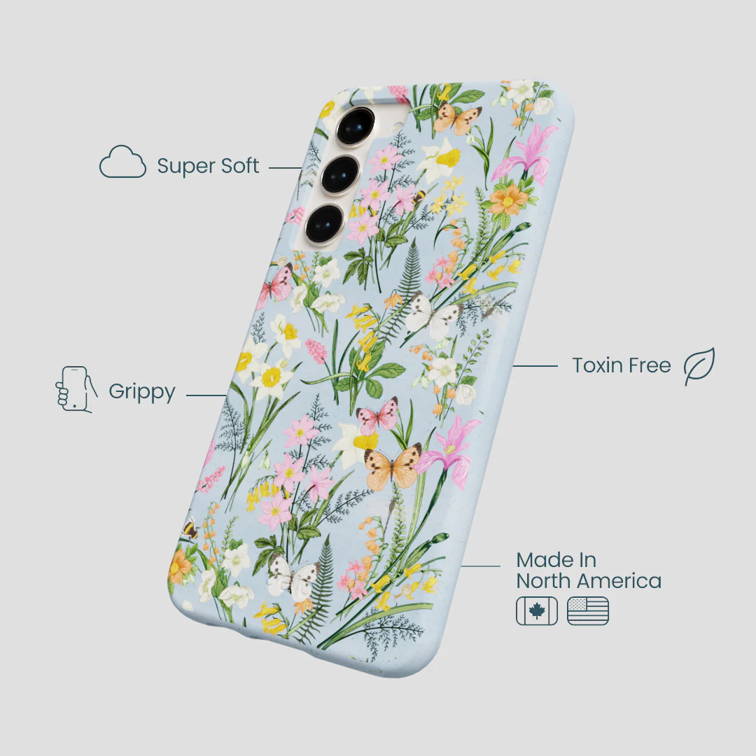 Powder Blue Fairy Wildflowers Samsung Galaxy S23+(Plus) Case - Image 4